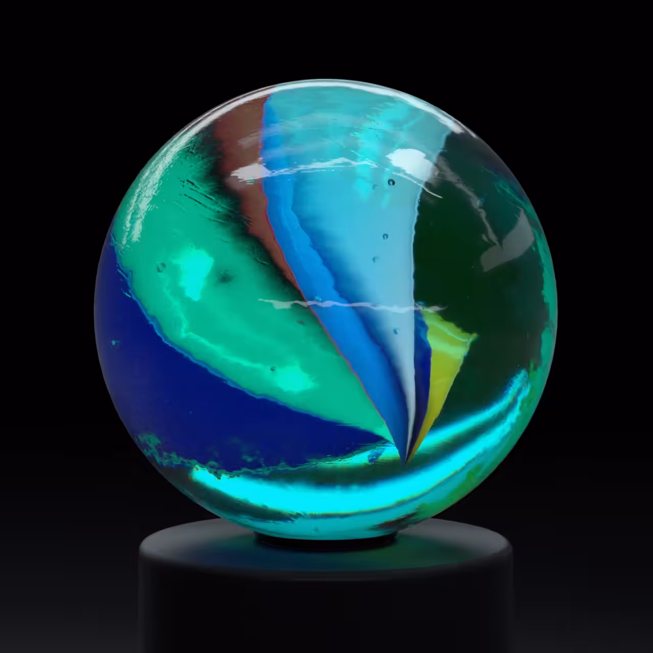 Glass Marble (Cat Eye - 5 Big Flags)