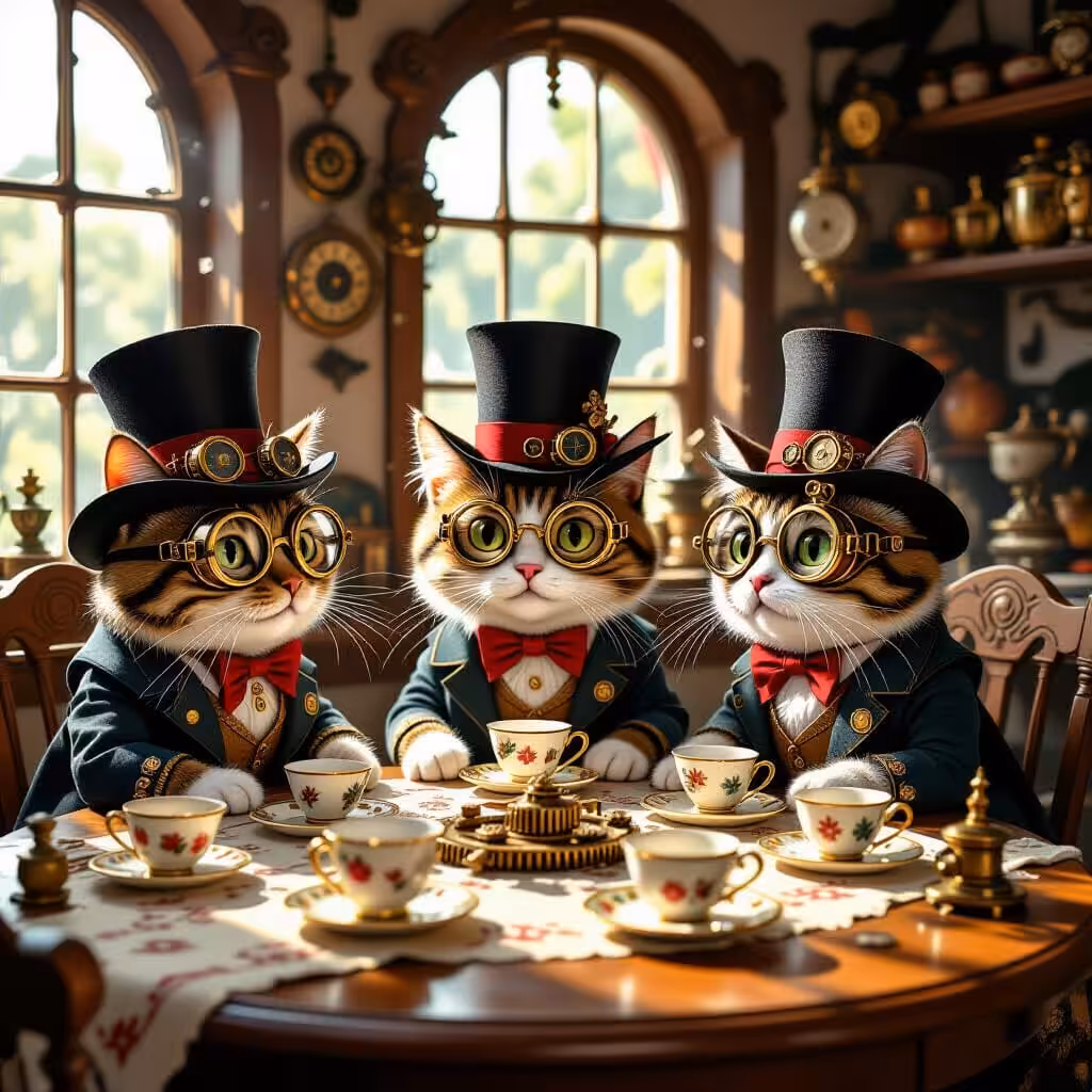 Steampunk Cats Tea 1