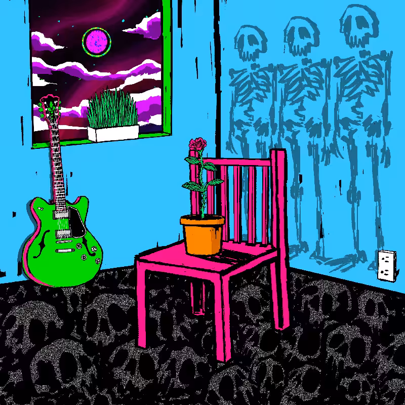 pink chair in the blue room #110