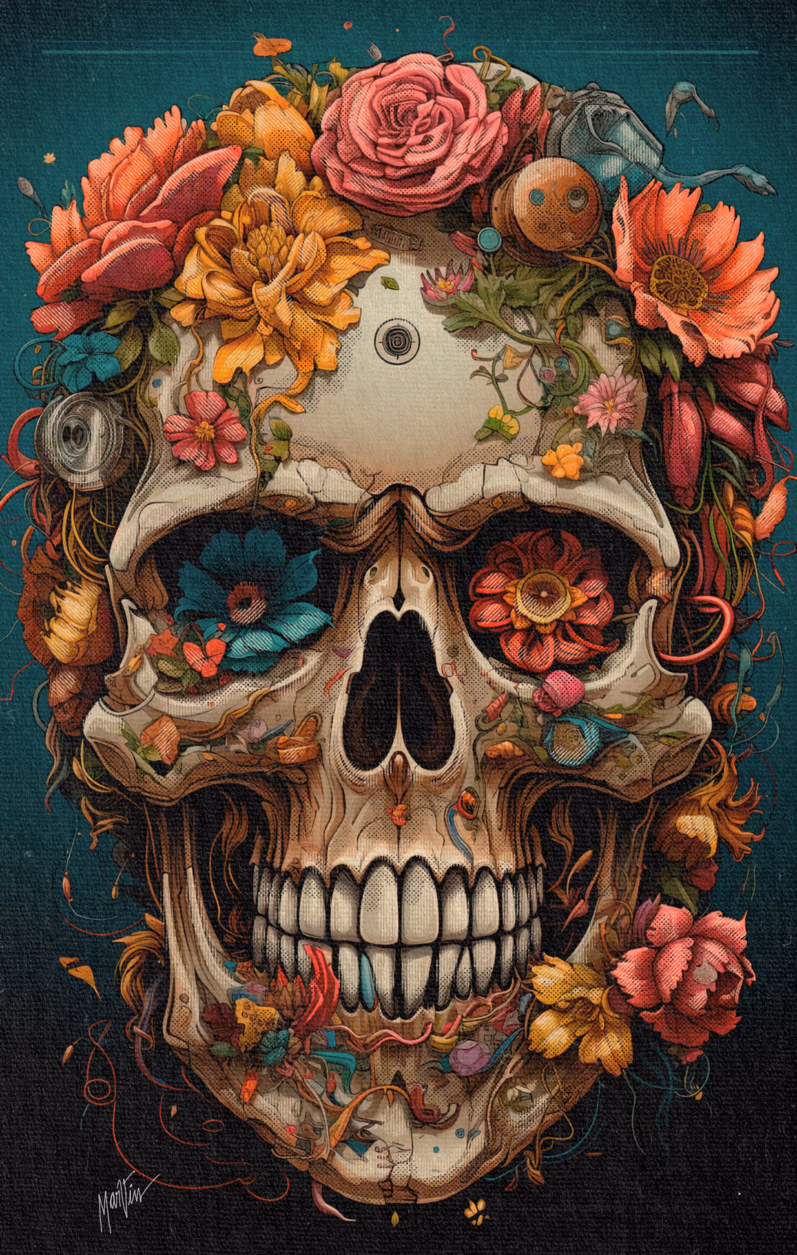 Skull and Flowers #1