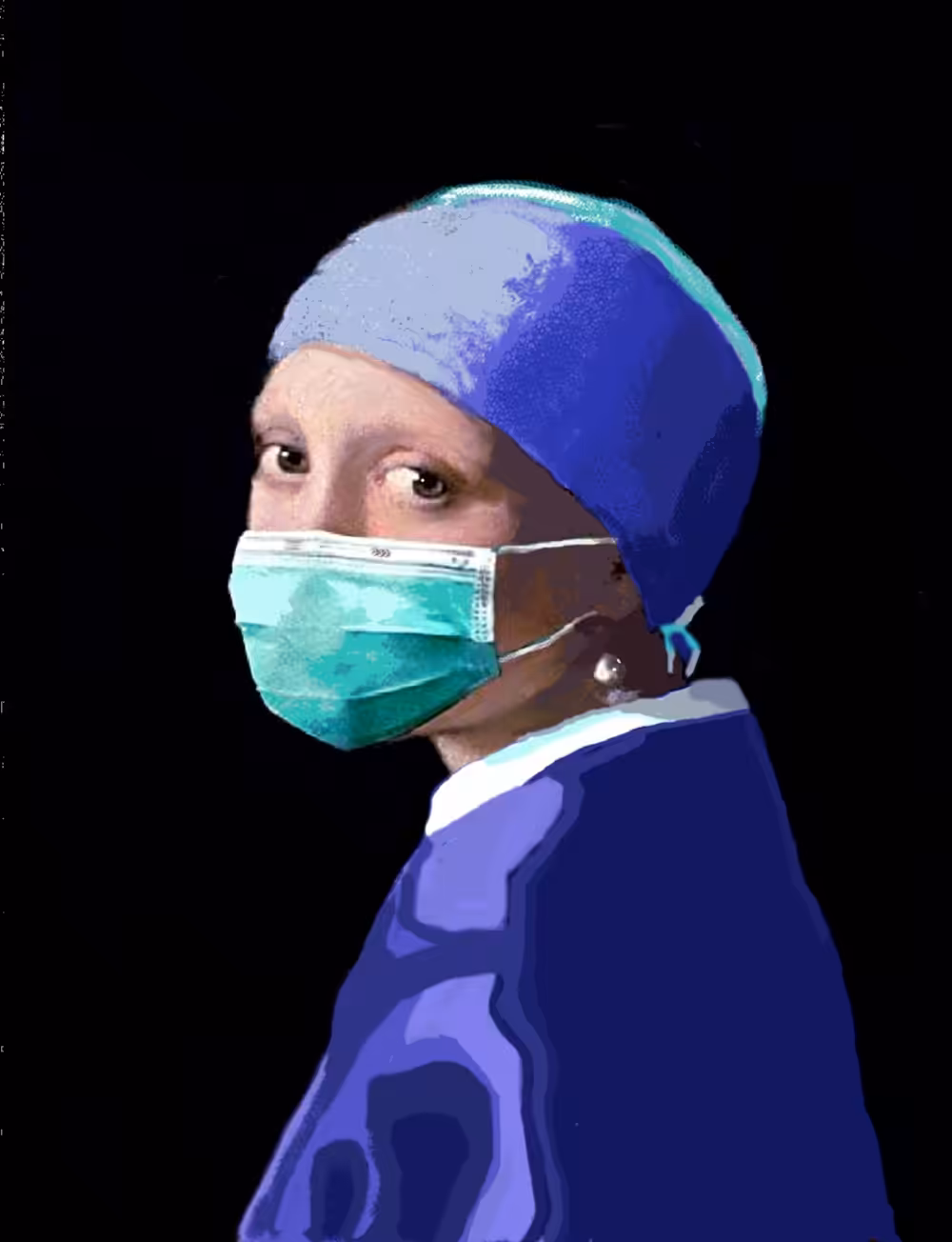 Front Line Nurse with Pearl Earring