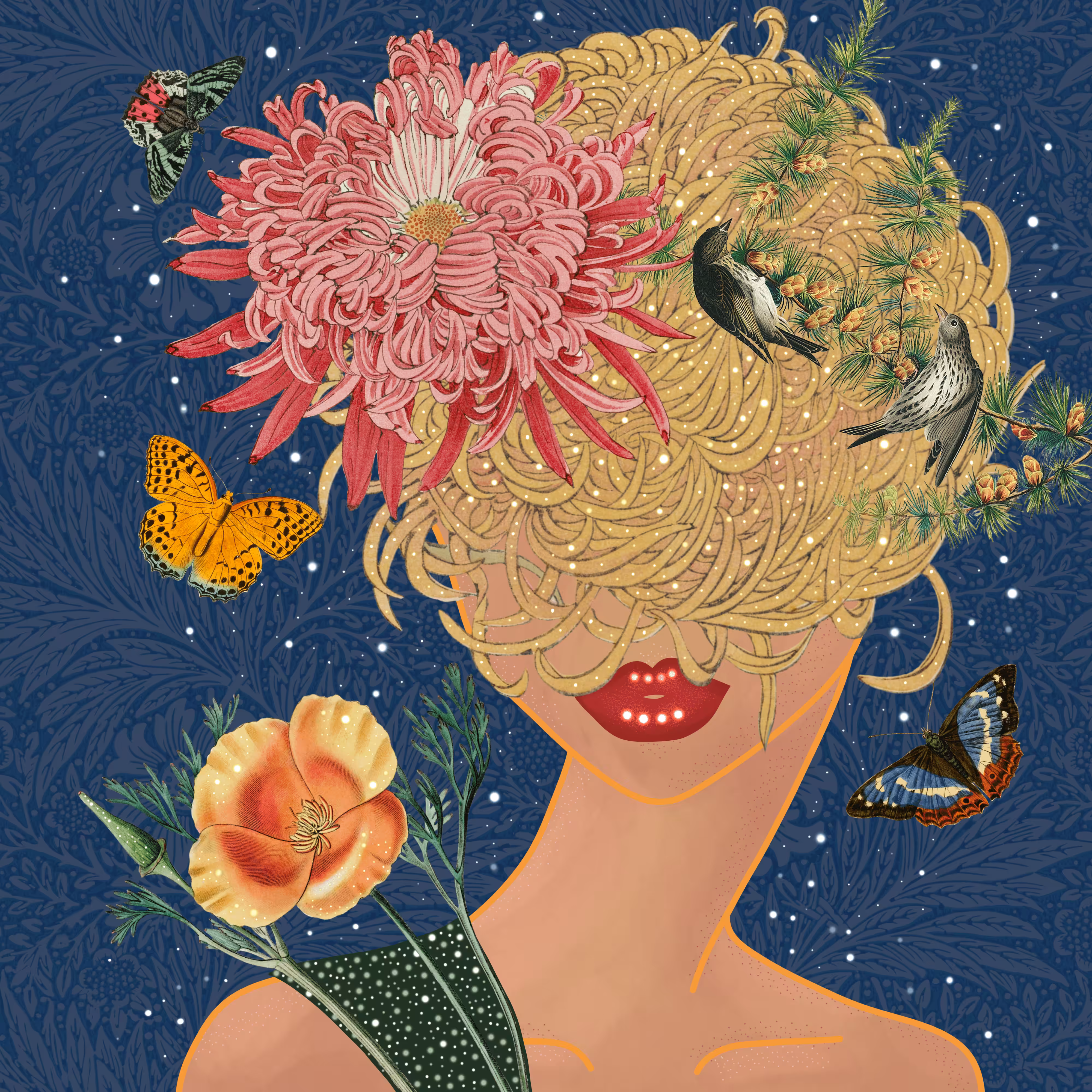 Faceless Portraits: Faceless 412 Flowers in Her Hair