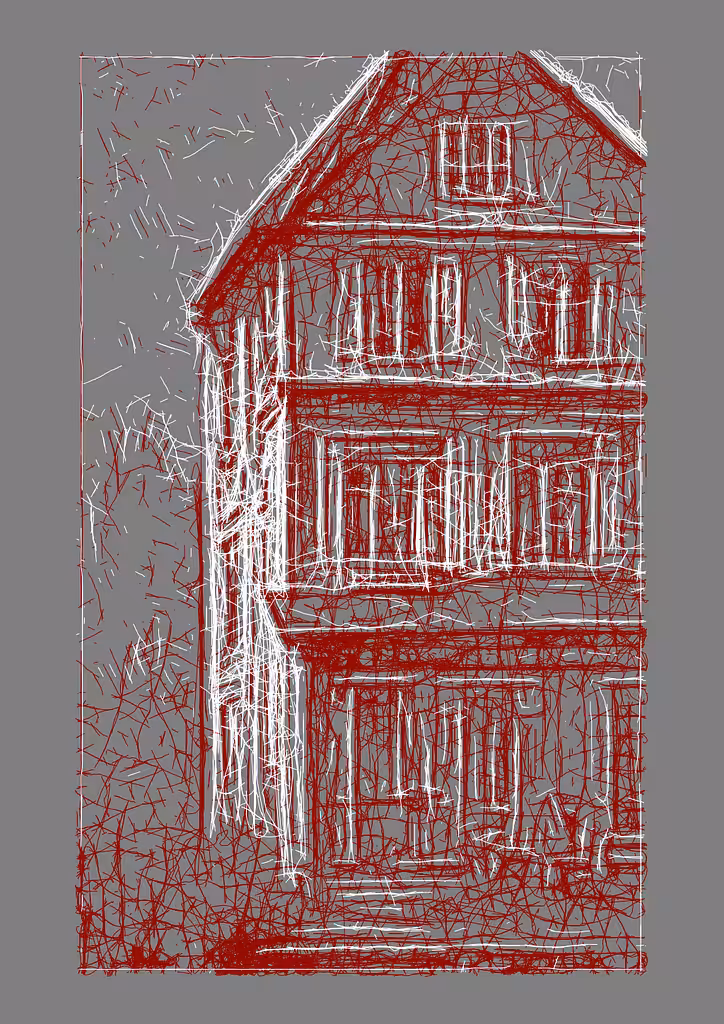 Old house (in red)