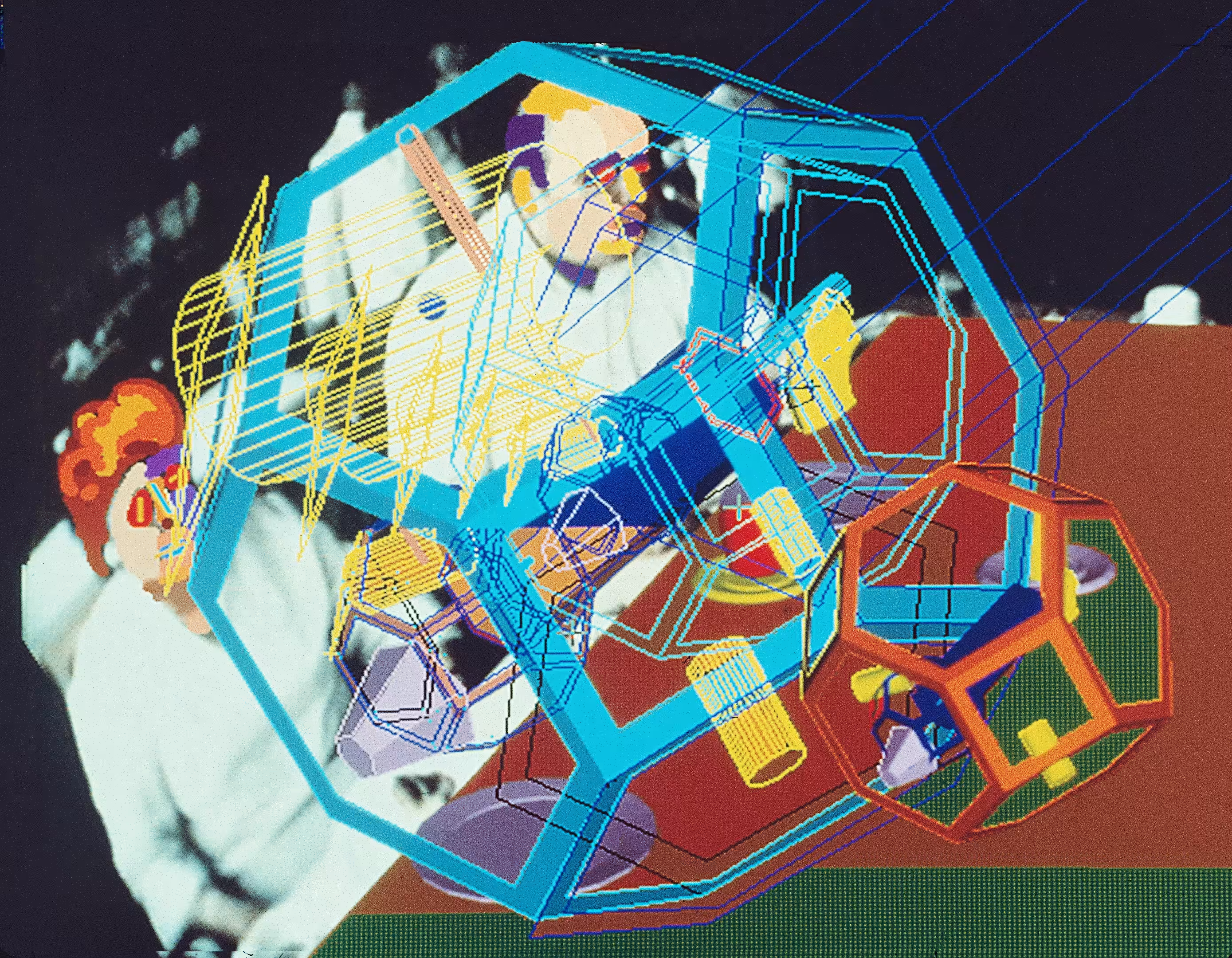 Wired Couple [with table-top truncated octahedra] 1989-1991