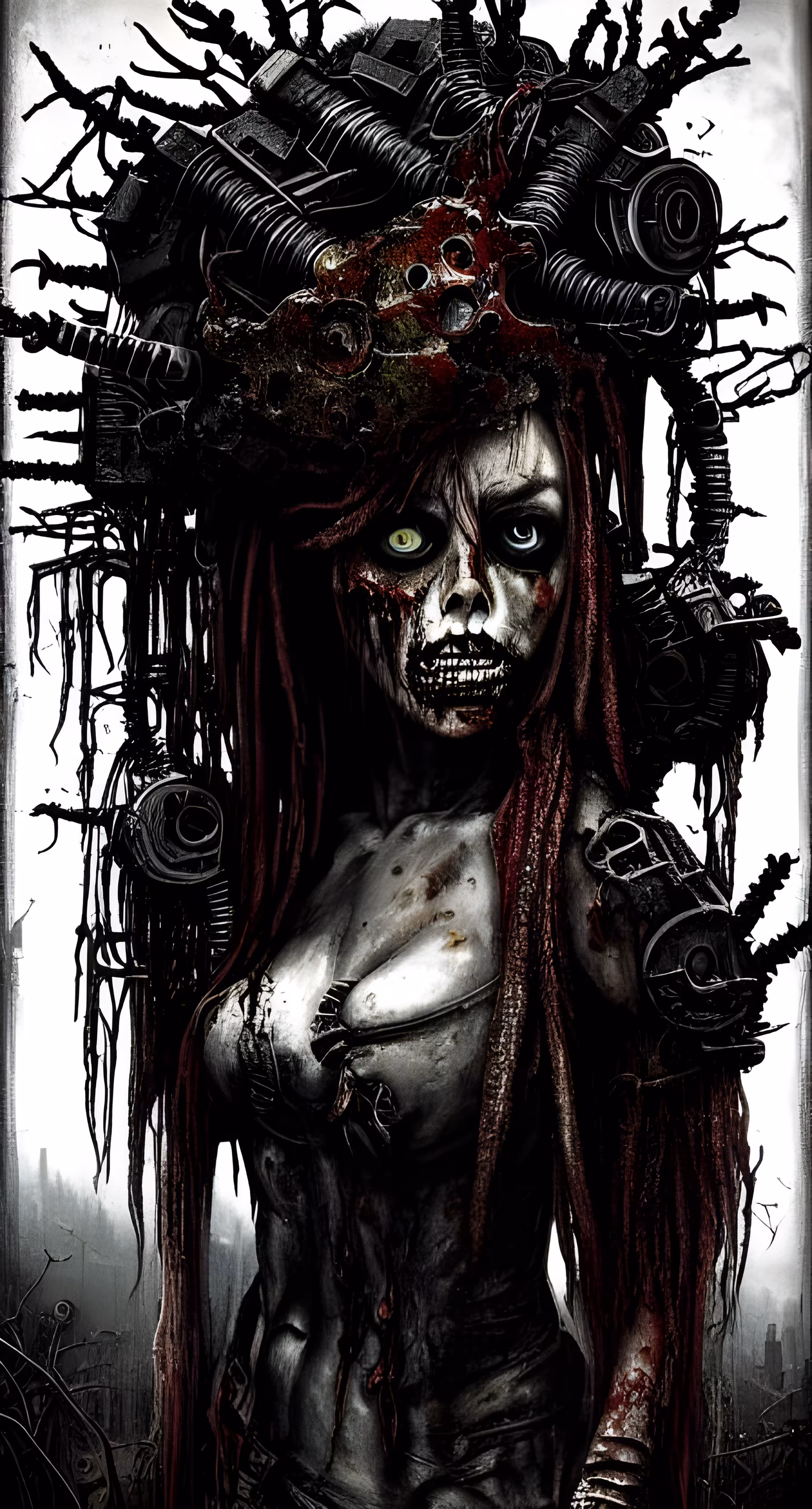 Biopunk Zombie Queen in 2050