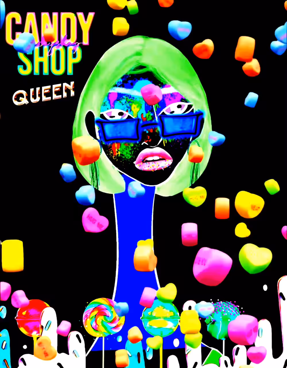  The Candy Queen Bright Ray Derivative of The Long Neckie Lady #1834