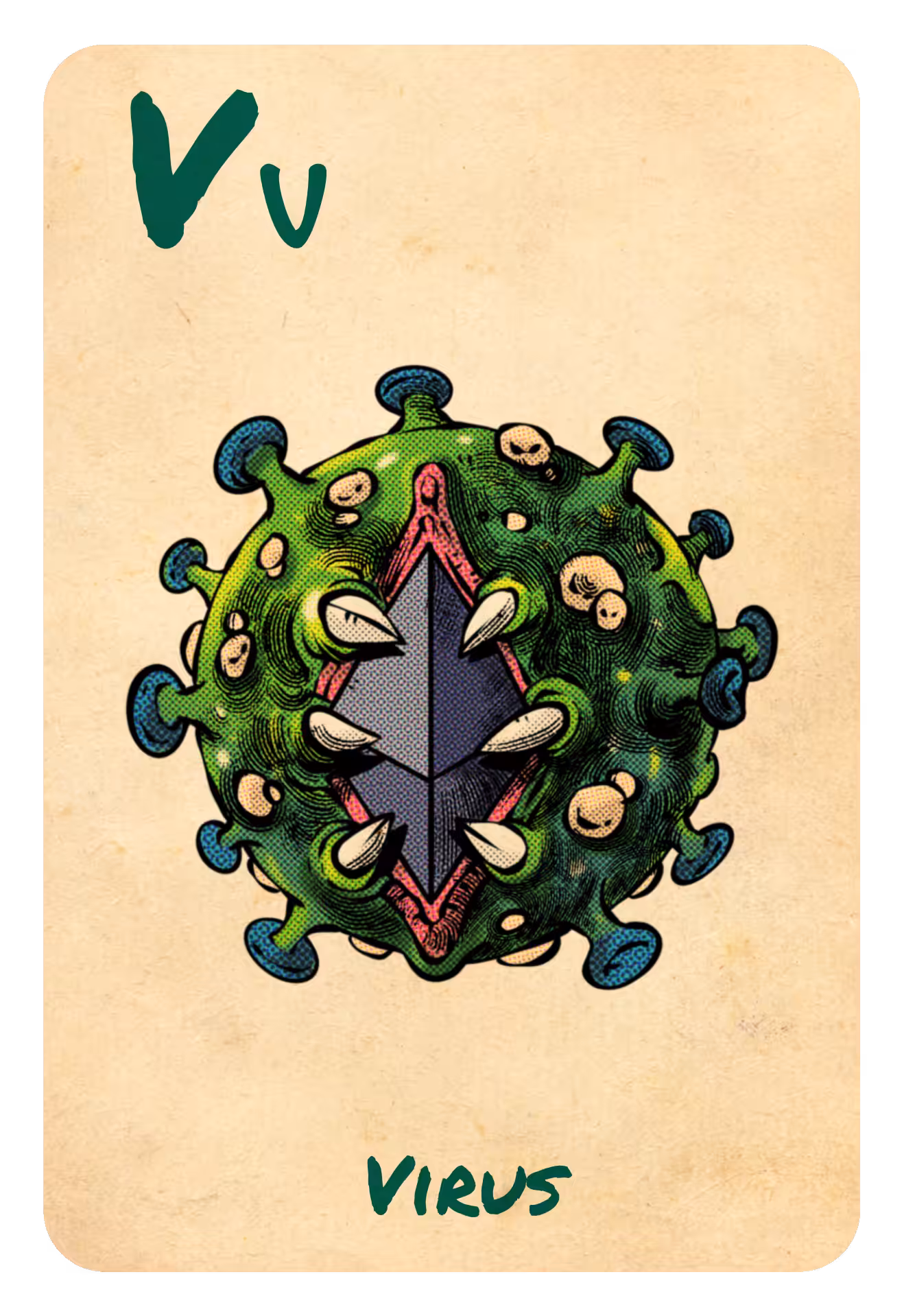 Alphabet Card Letters of SEWER STORY: V VIRUS