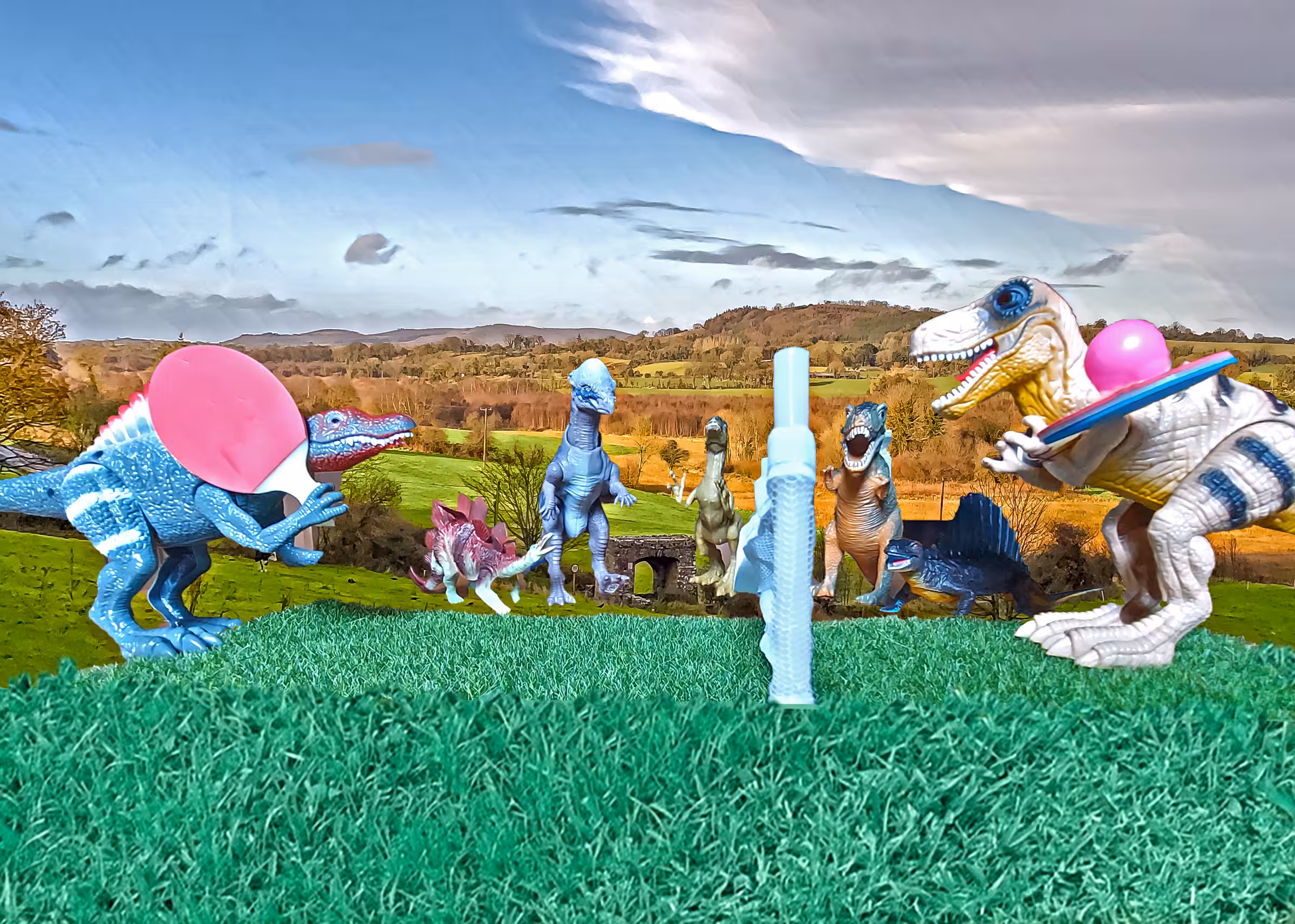 Dinos Playing Tennis