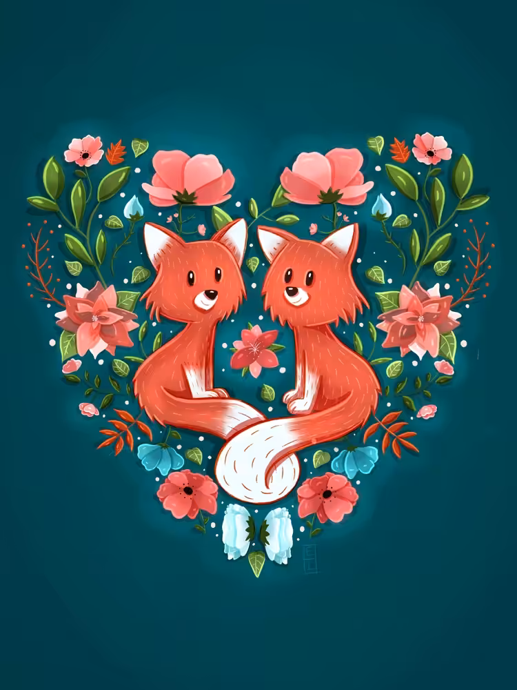 Foxes, Love And Flowers