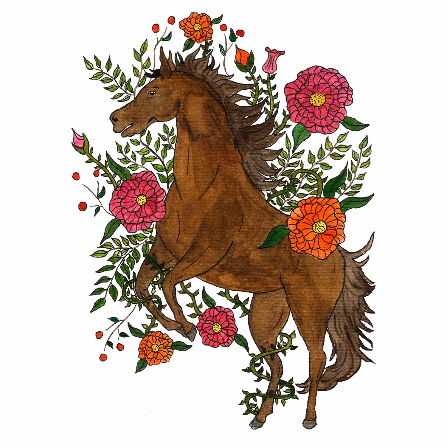 Horse In Between Bloom