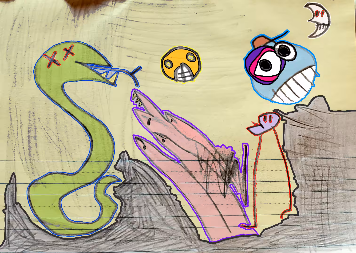 "Upsidedown Eels" by Richard F. Yates (Holy Fool)