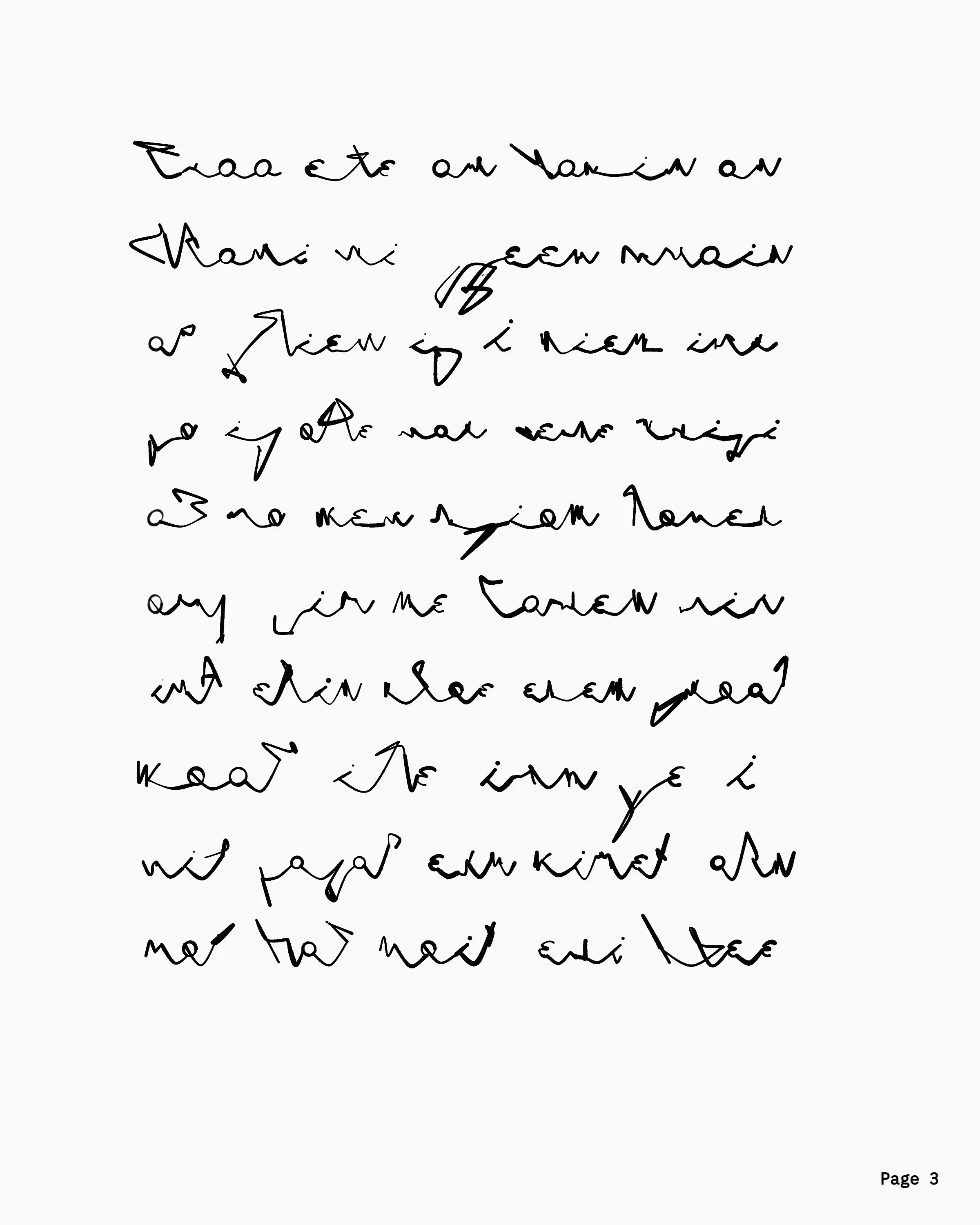 Generative Manuscript Page 3 "exem gwoat"