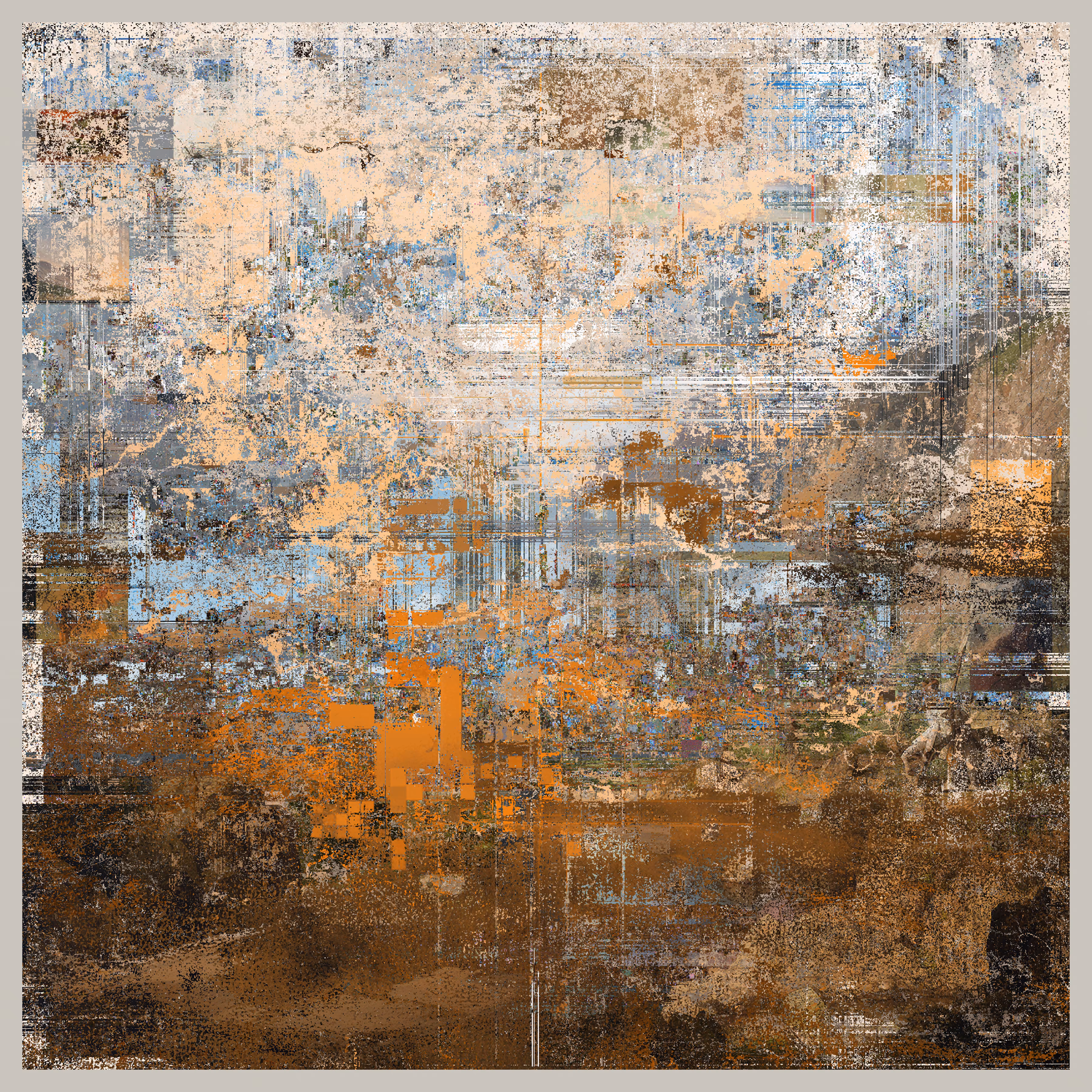Industrial landscape with a blue sky in shades of brown and grey