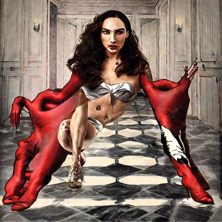 Gal Gadot in Surreal Red Meat Dress