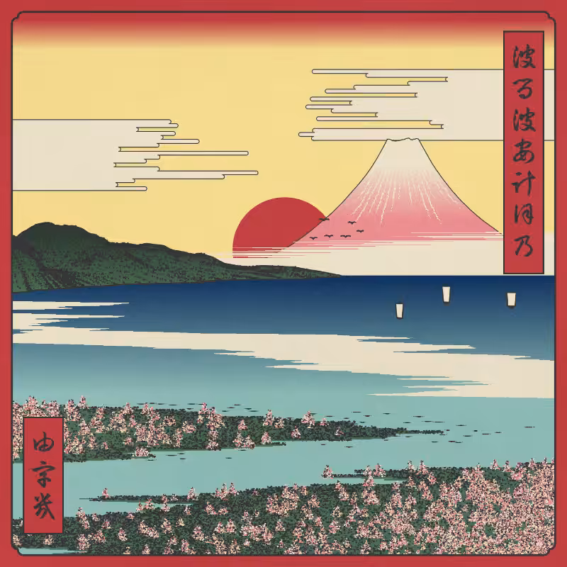 ukiyo-e seascape in bloom #99