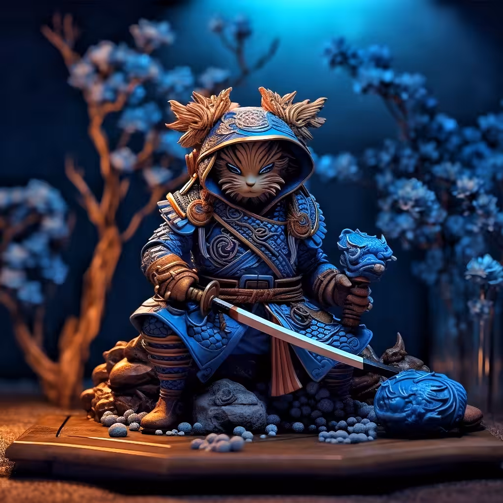 Cute Sculpture Cat Warrior