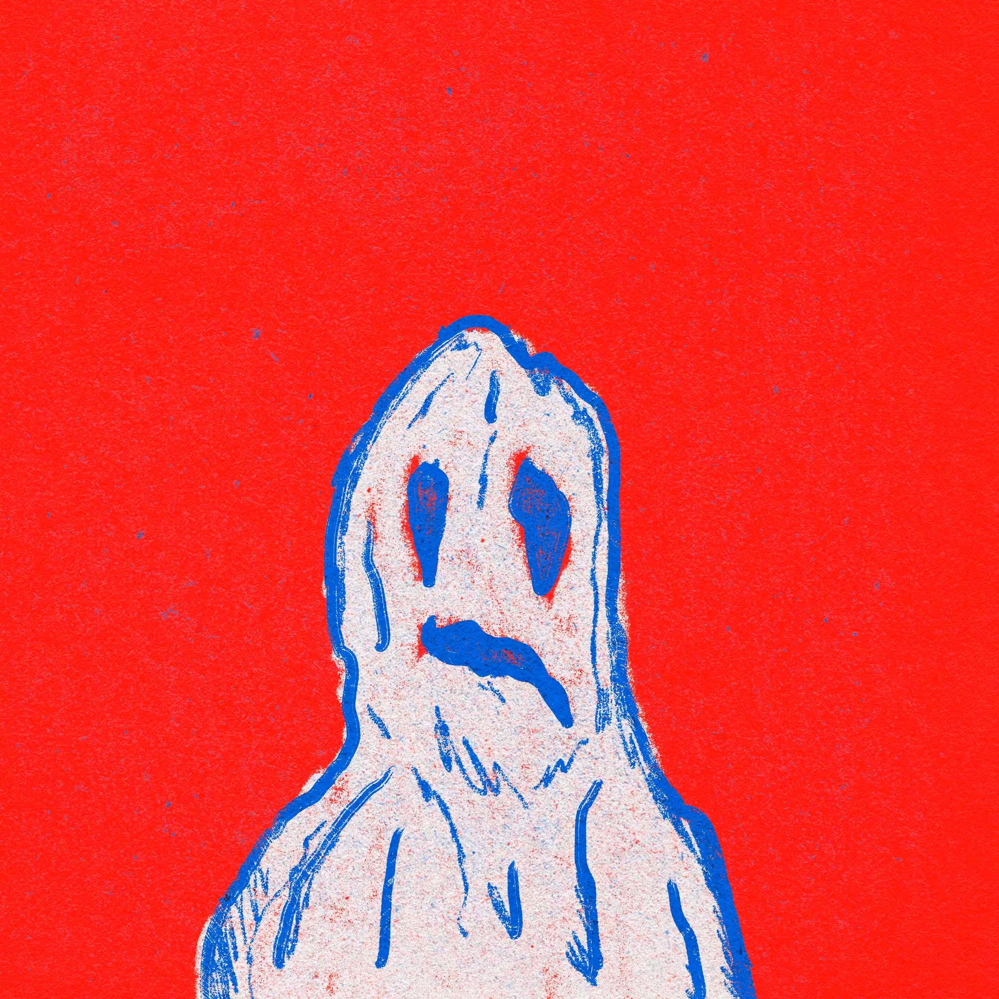 white blue and red ghost