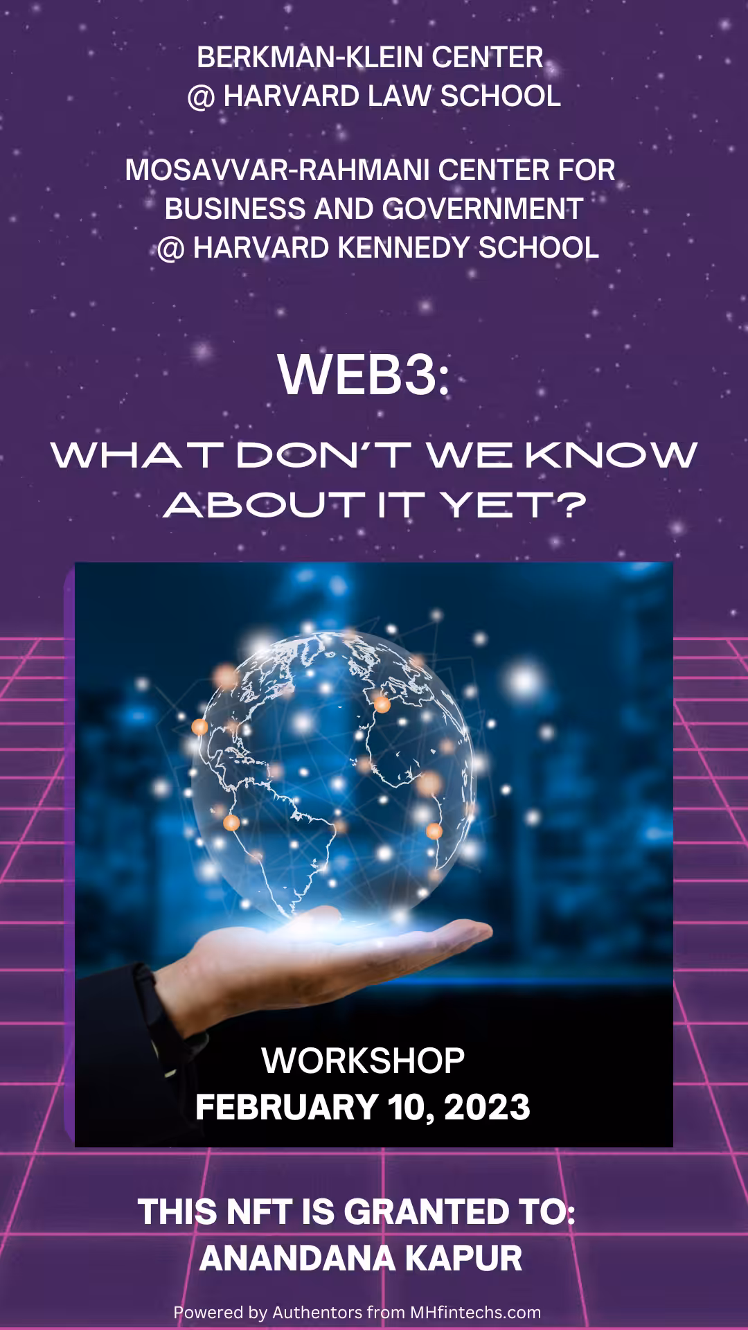WEB3 Workshop Certificate: "What Don't We Know About Web3 Yet?"