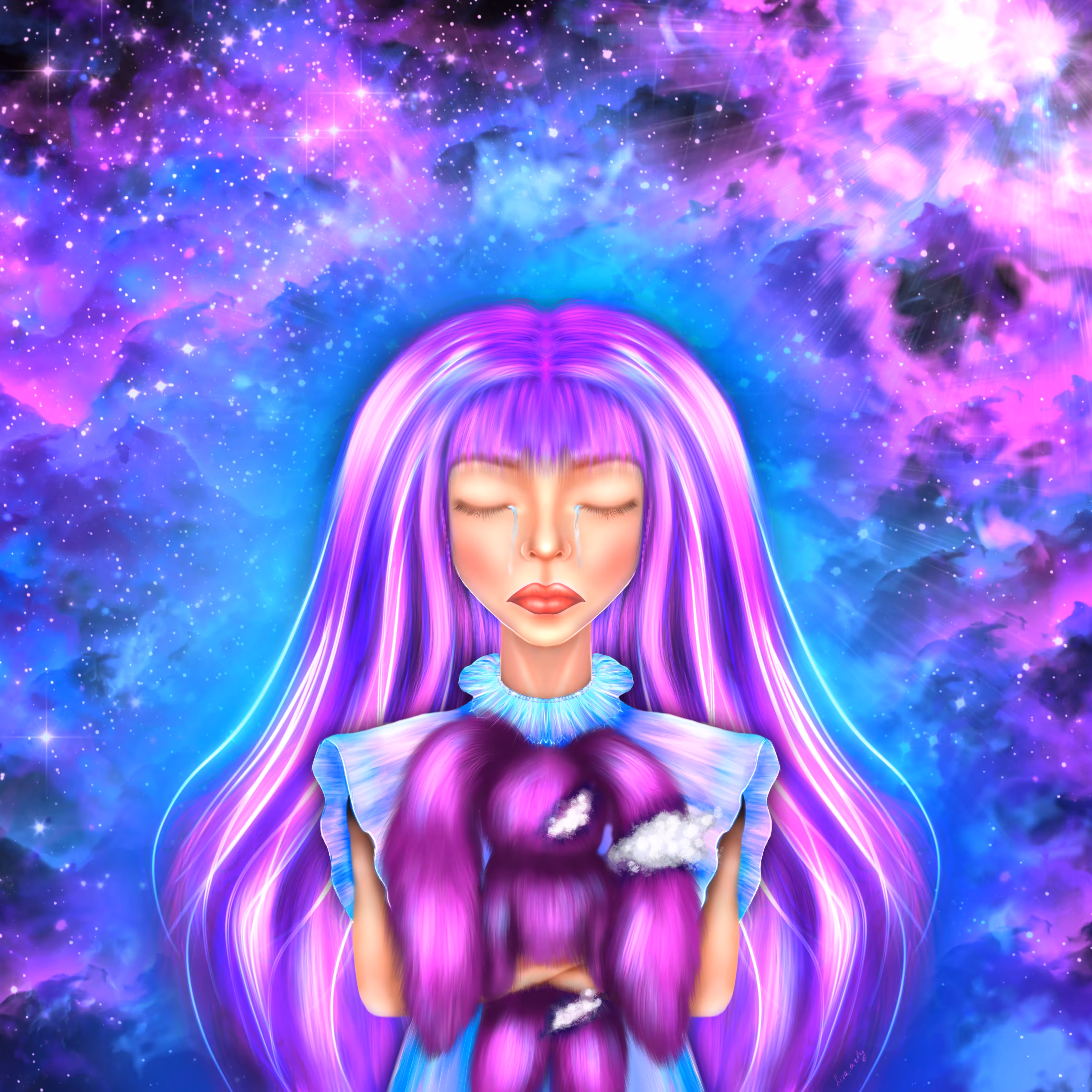 A girl with a toy
