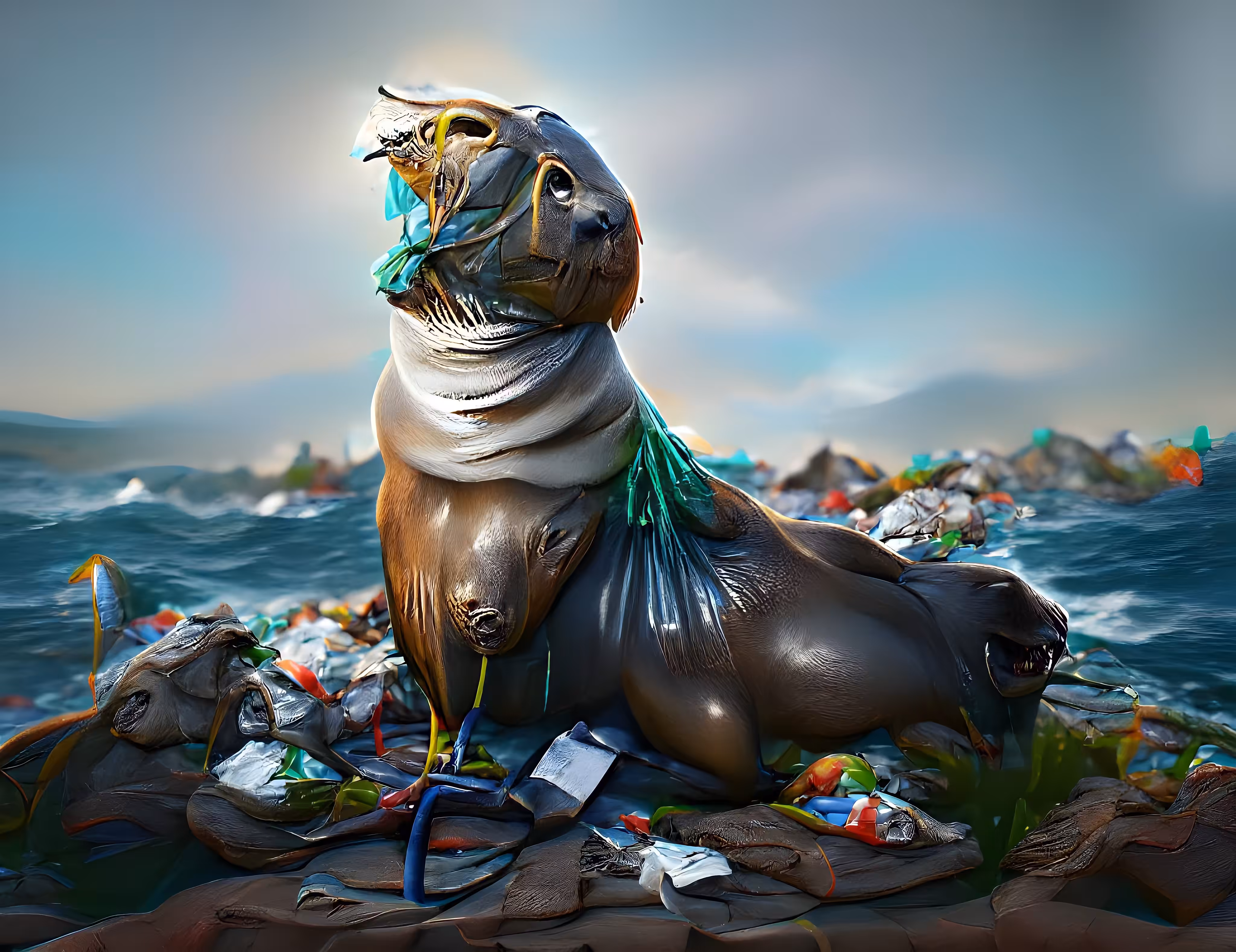 Ocean Trash Art: See Lion?