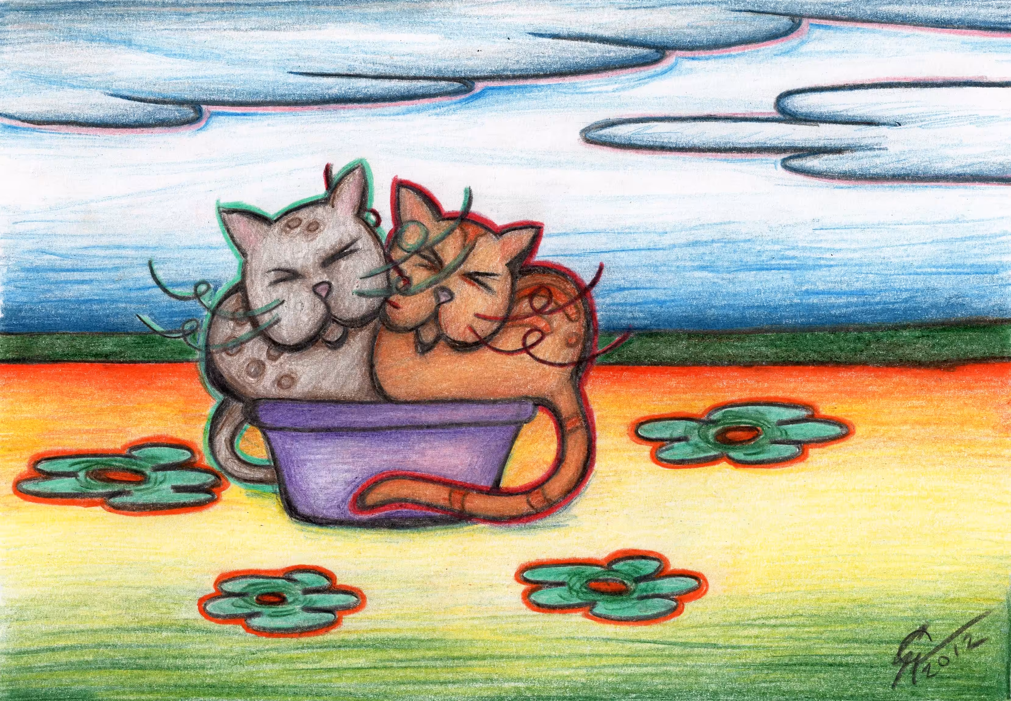 Two cats fit in one basket
