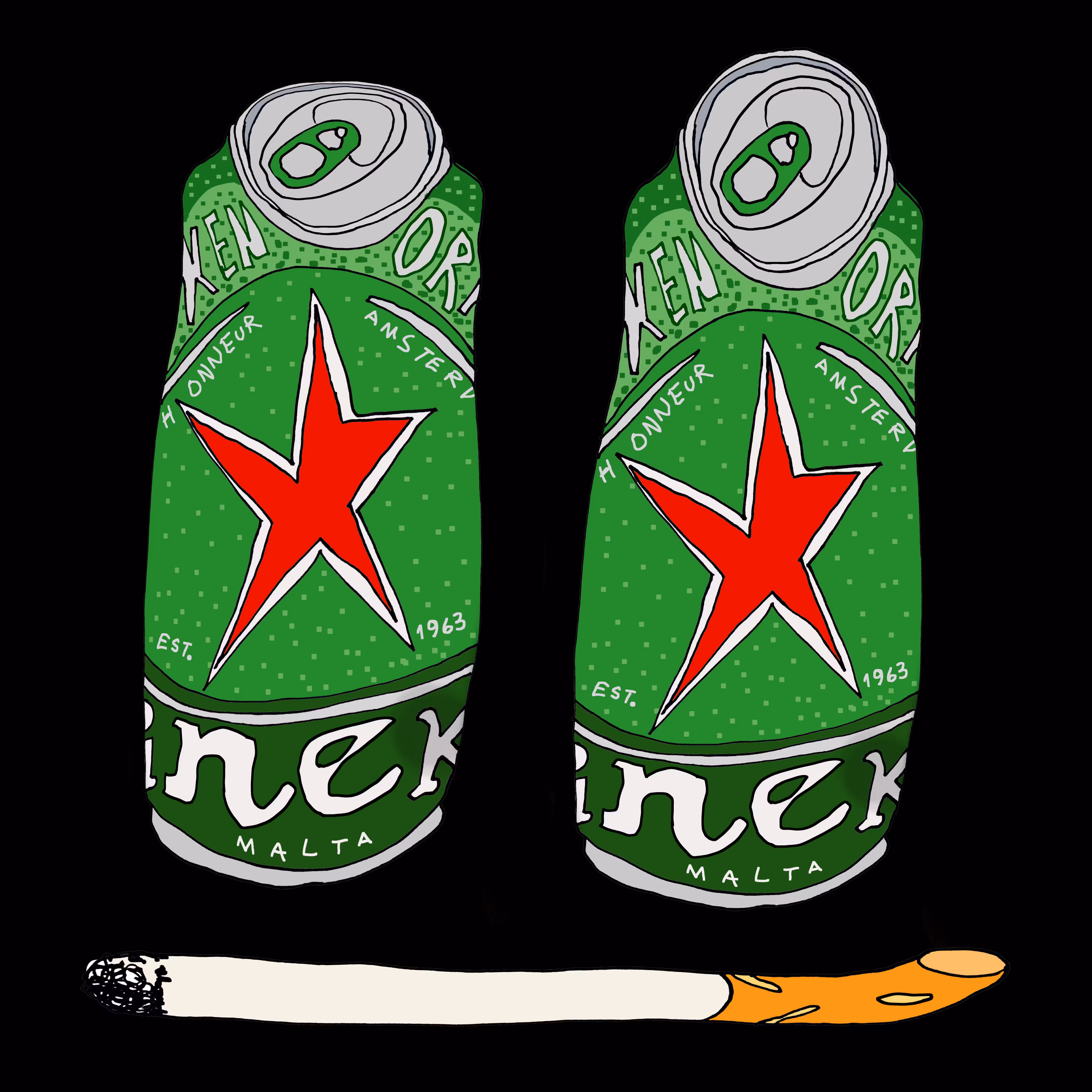 Dos Heineken y un cigarrillo