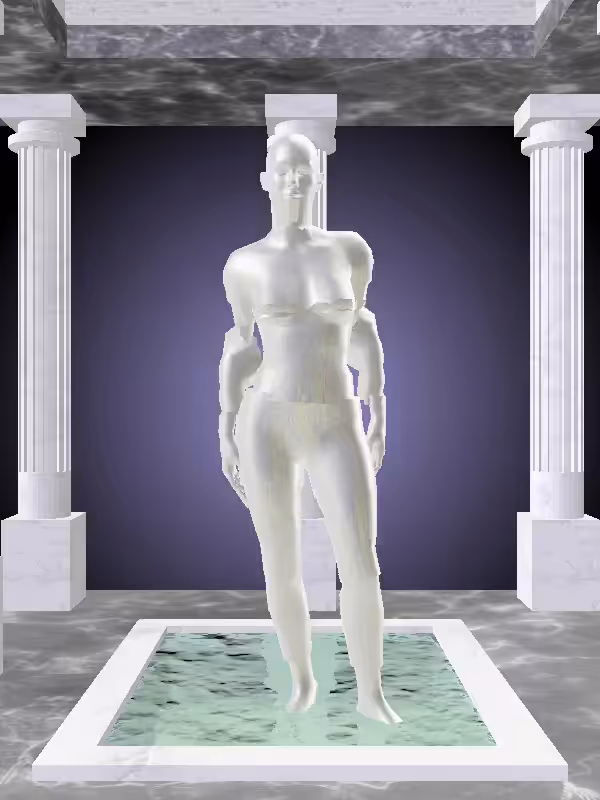 HeavenComputer: The Excited Glitter Bluish Gold Woman #6599