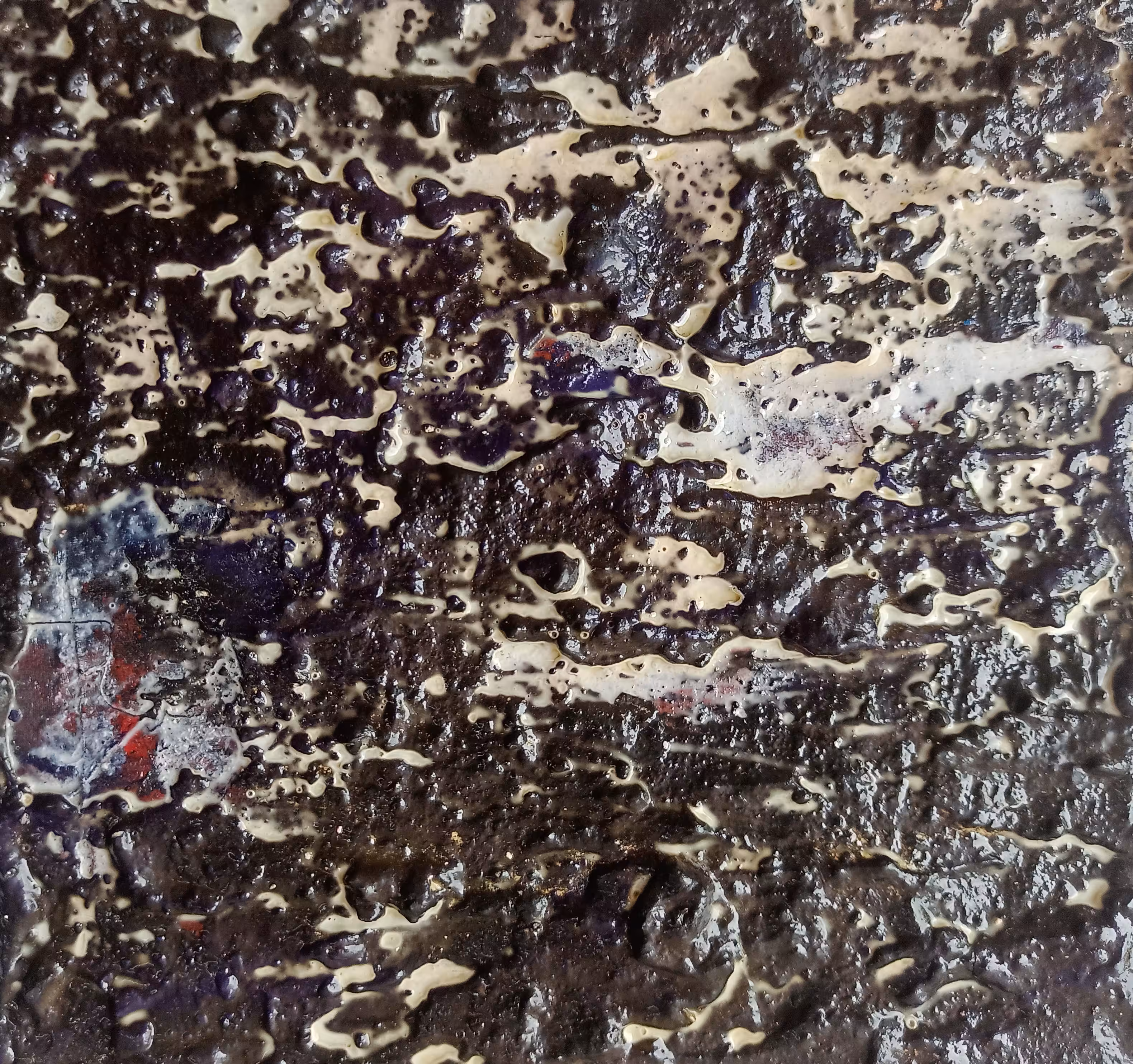 Mystic I: Chalk Powder, Glue, Acrylic paint, Discarded fabrics, Alcohol