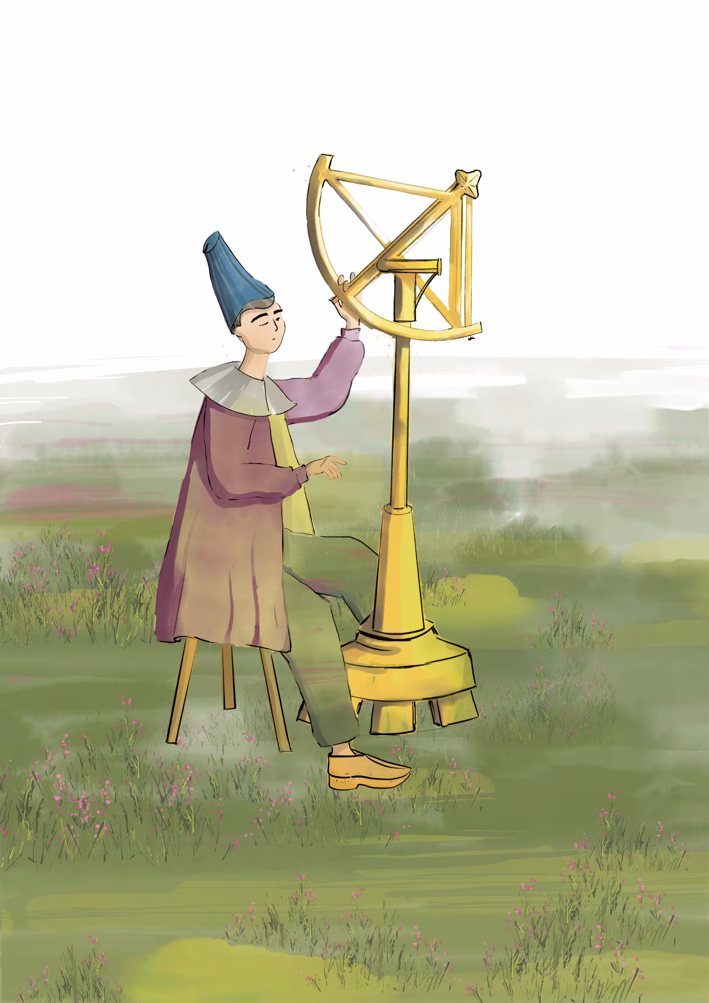 The image of ancient astronomer in the book.