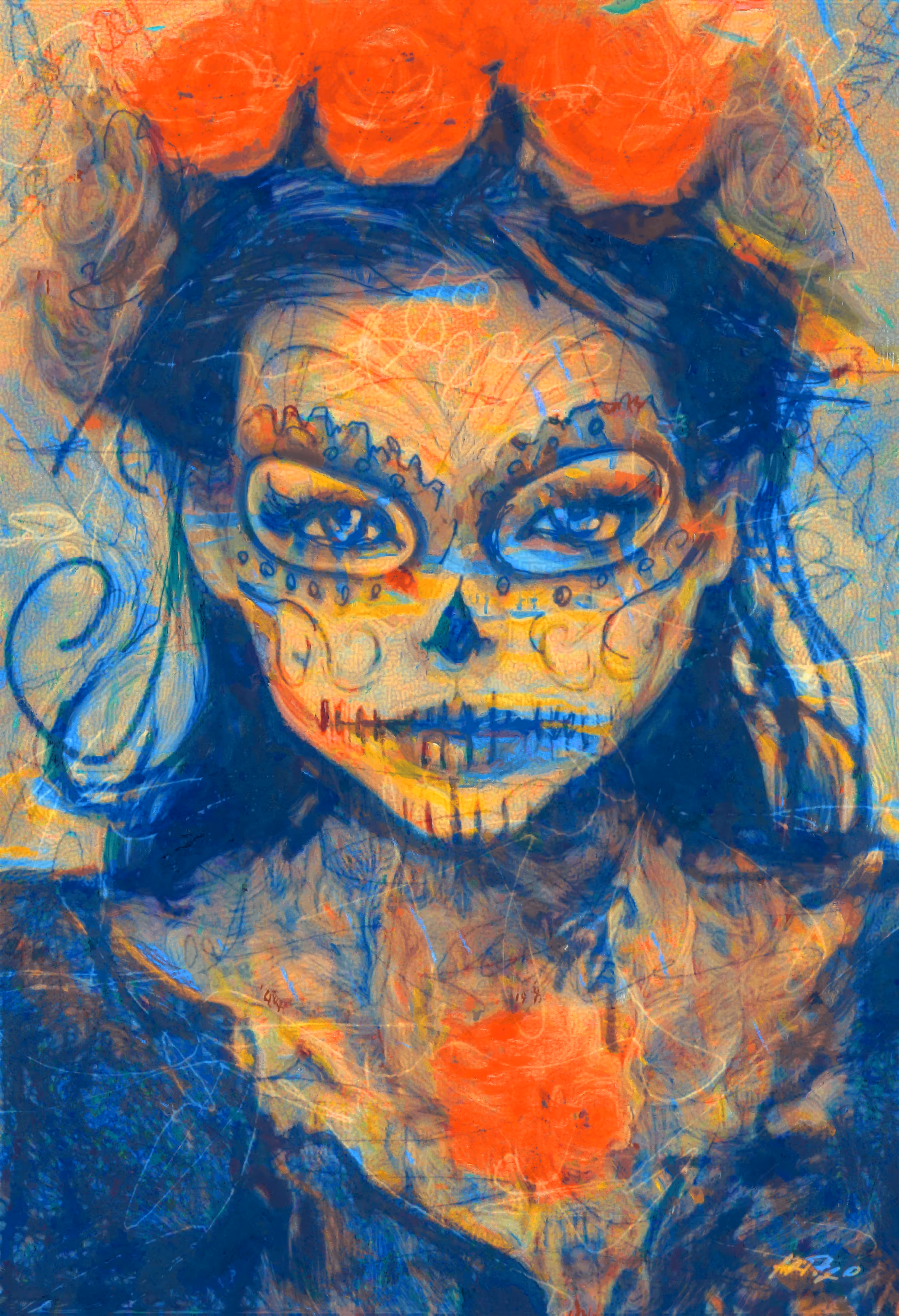 Day of the dead woman, Día de los muertos woman, #TheScream edition, 300 DPI 38x55 cm Digital Art, Printable From ArtH2O