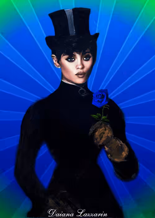 Woman with a hat: Blue Amazon I
