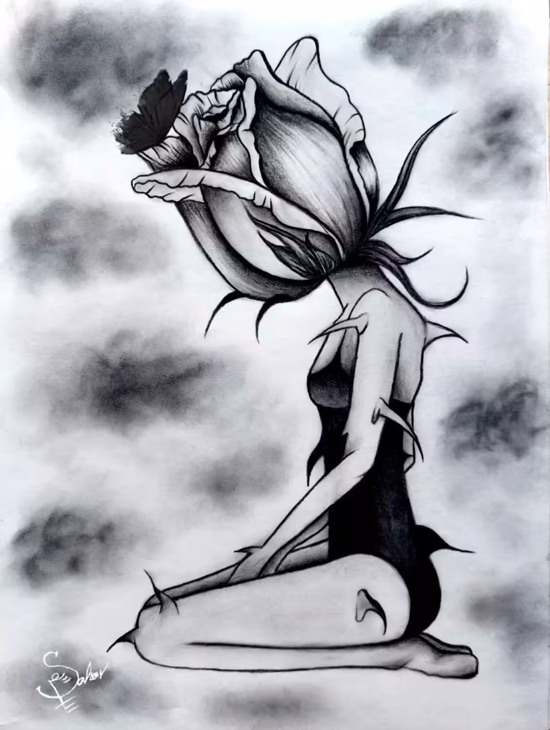 The butterfly in bloom