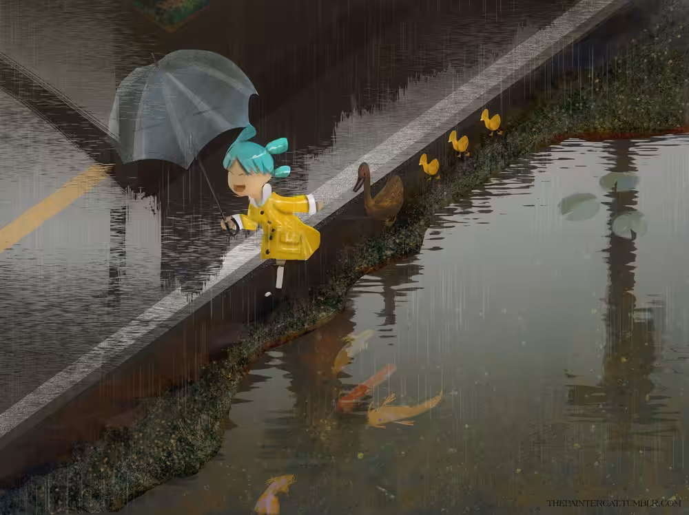 Yotsuba in the rain