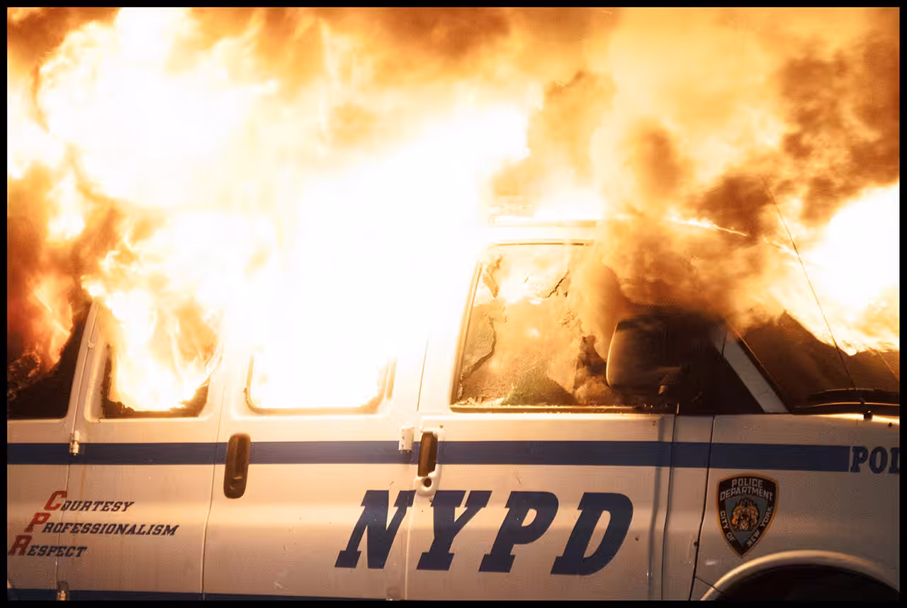 Police Van Burning