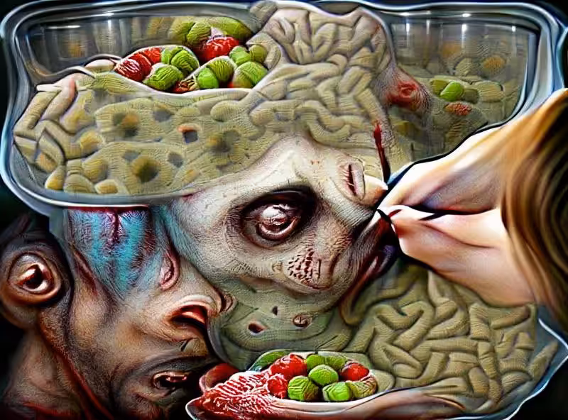 zombie feeding on smooth brains
