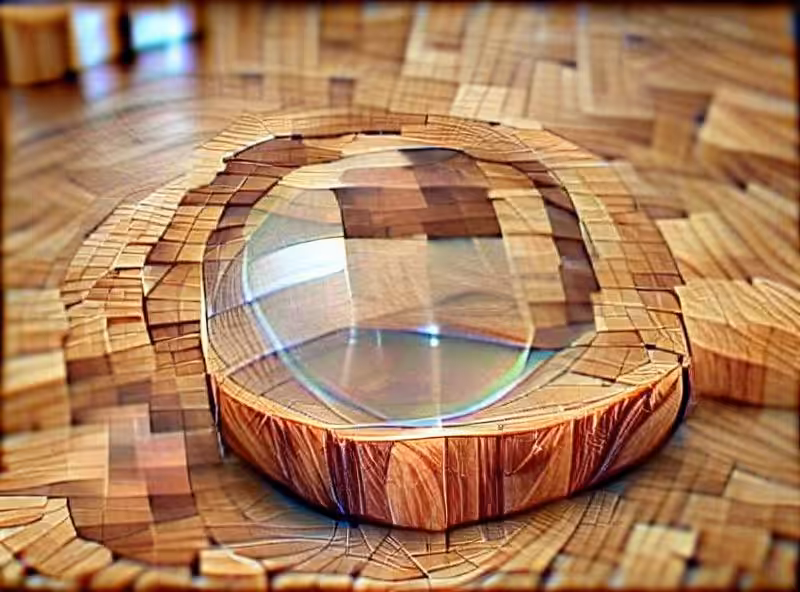 A square transparent circle made of wood.
