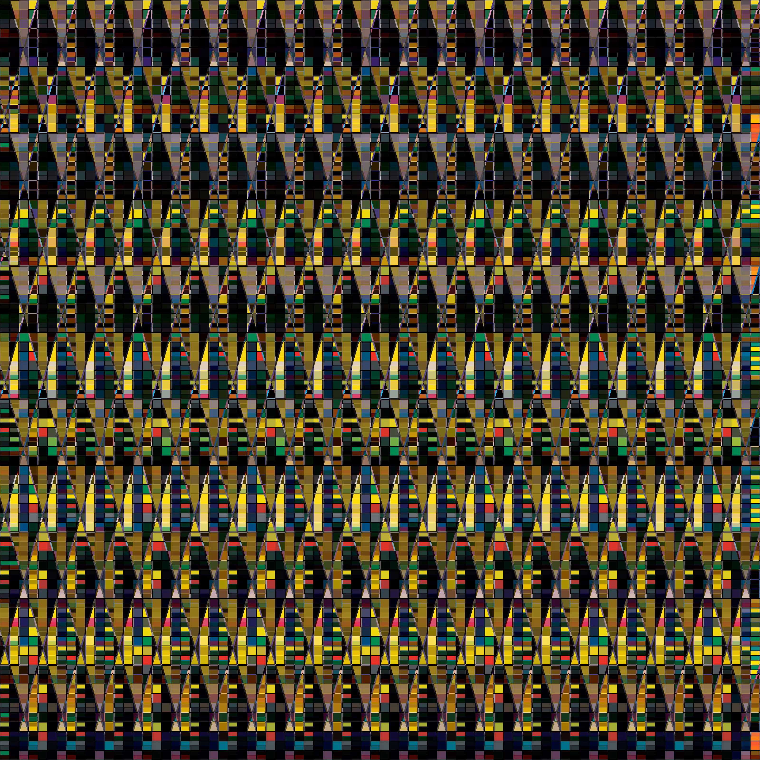 Block-Tile Grid Spiral X-Hatch X2: Radiation Yellow Version 2