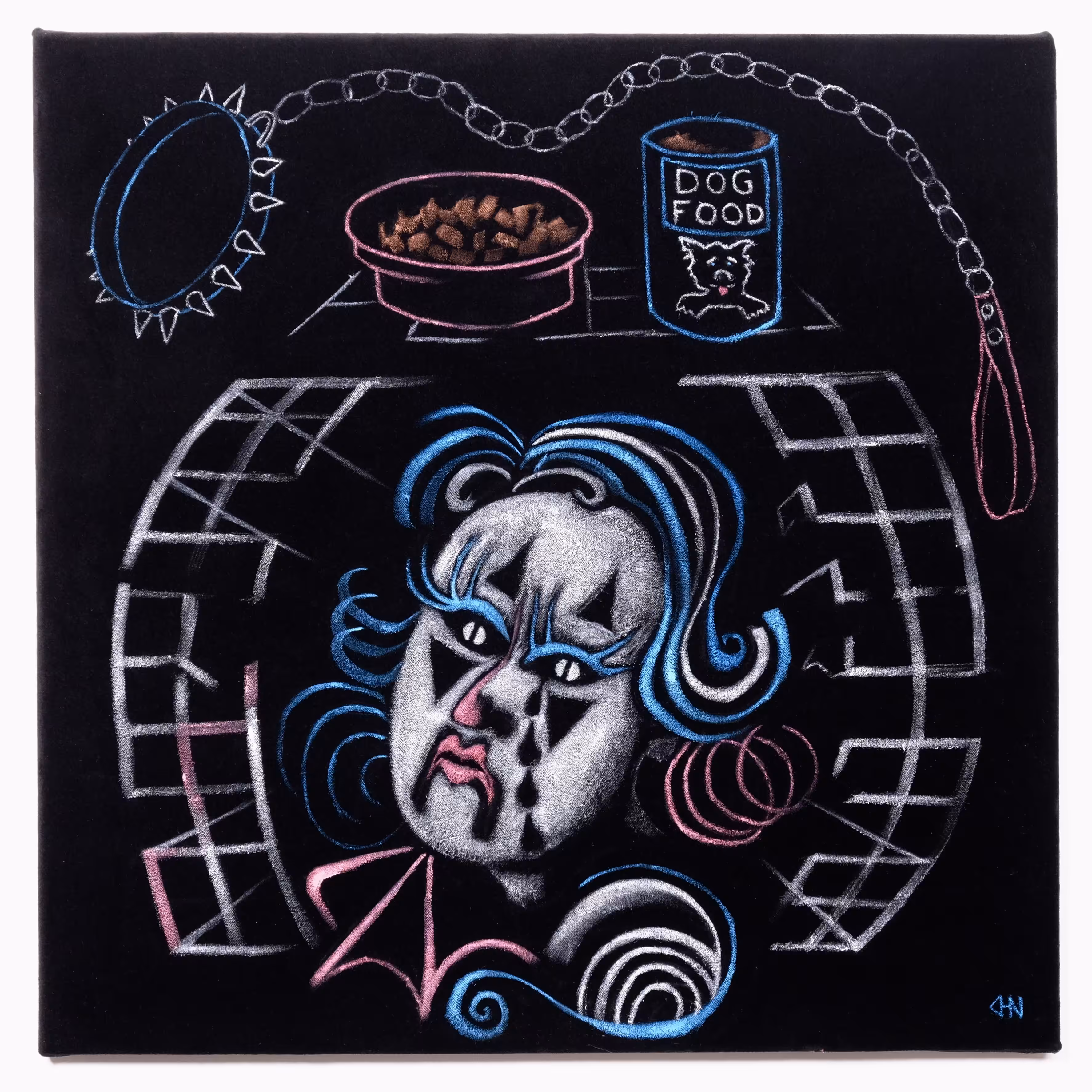 Mime In Cage With Collar