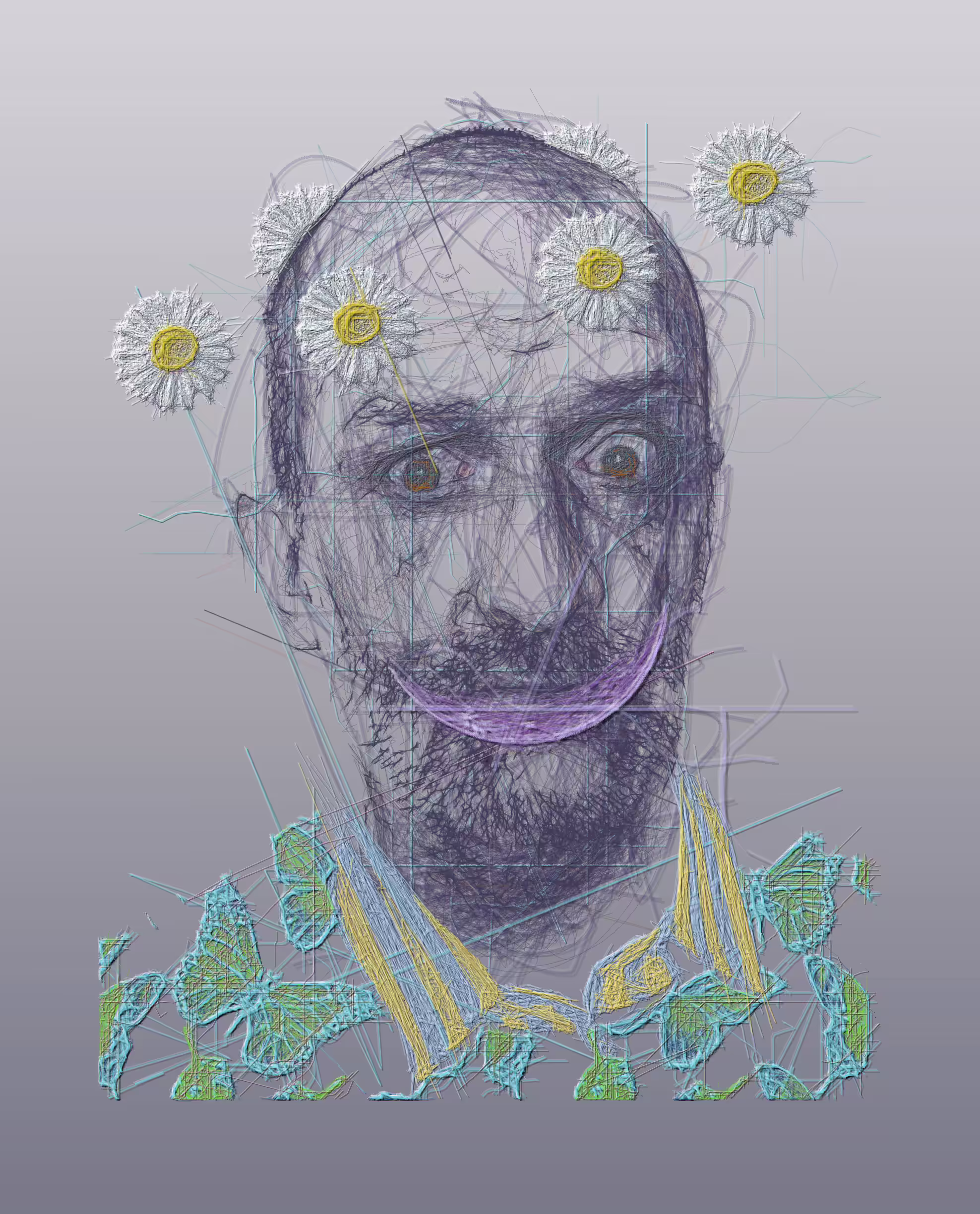 Portrait of a Man with a Moon Shaped Mask (2021)