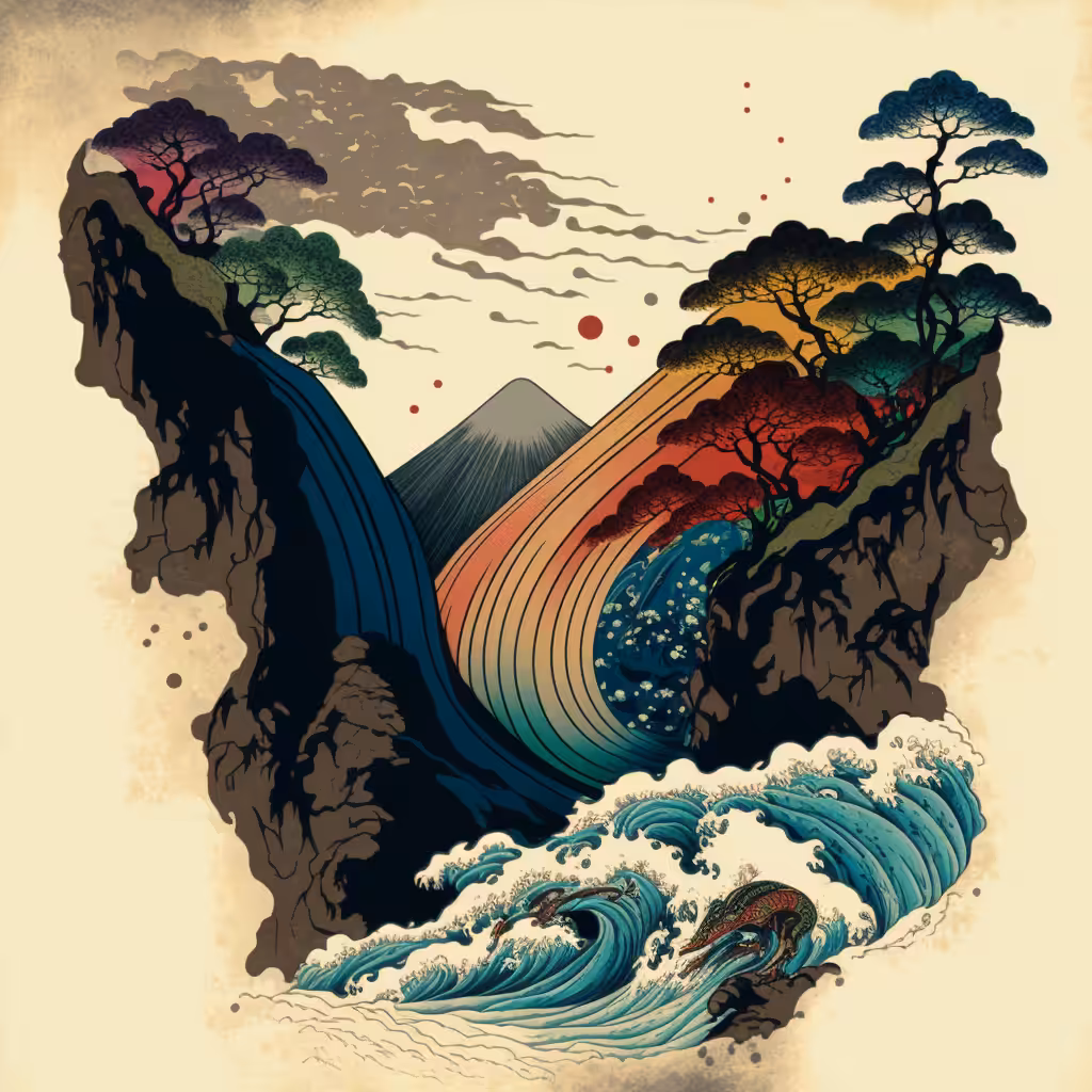 The water flows.