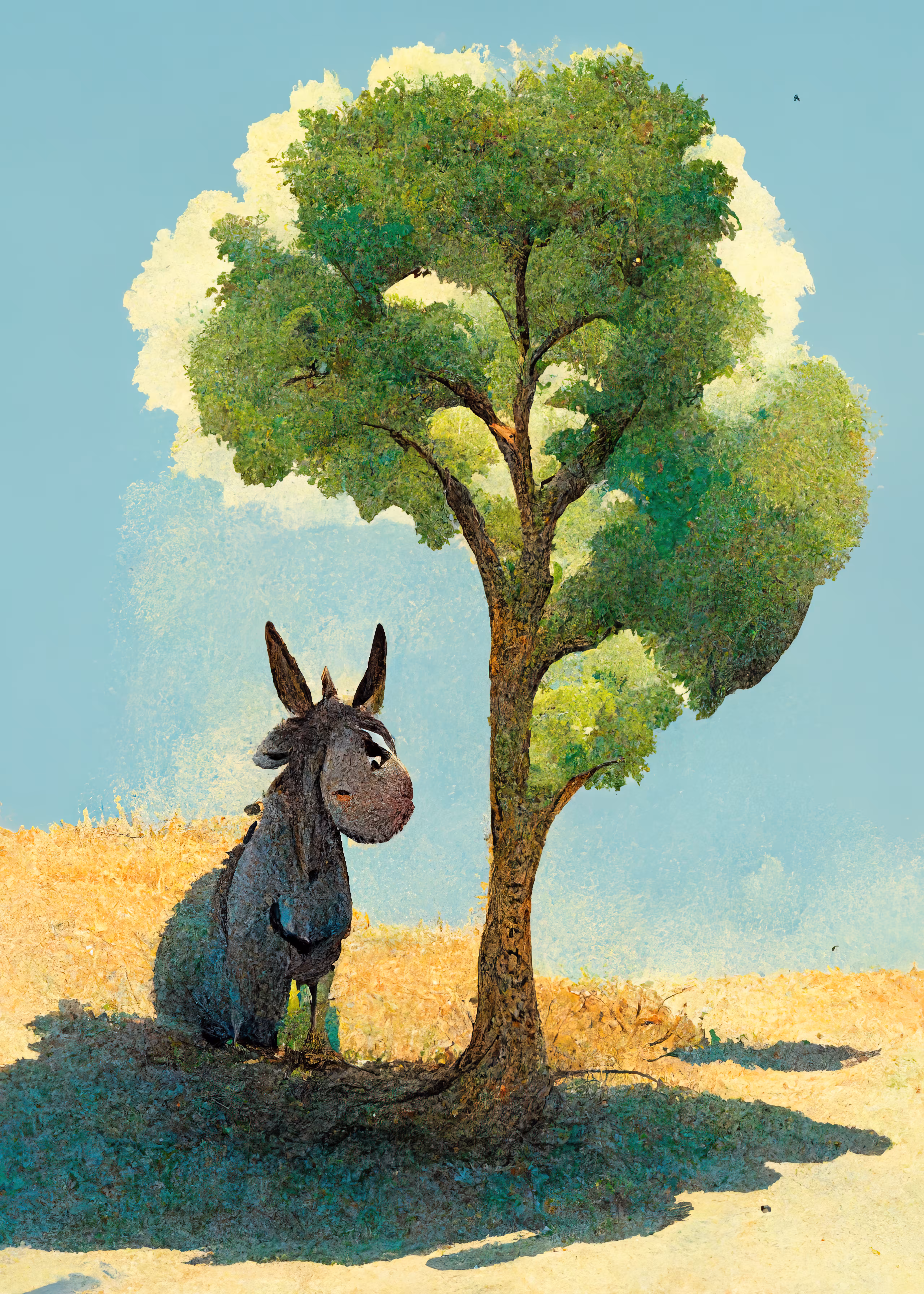 Donkey resting in the shade