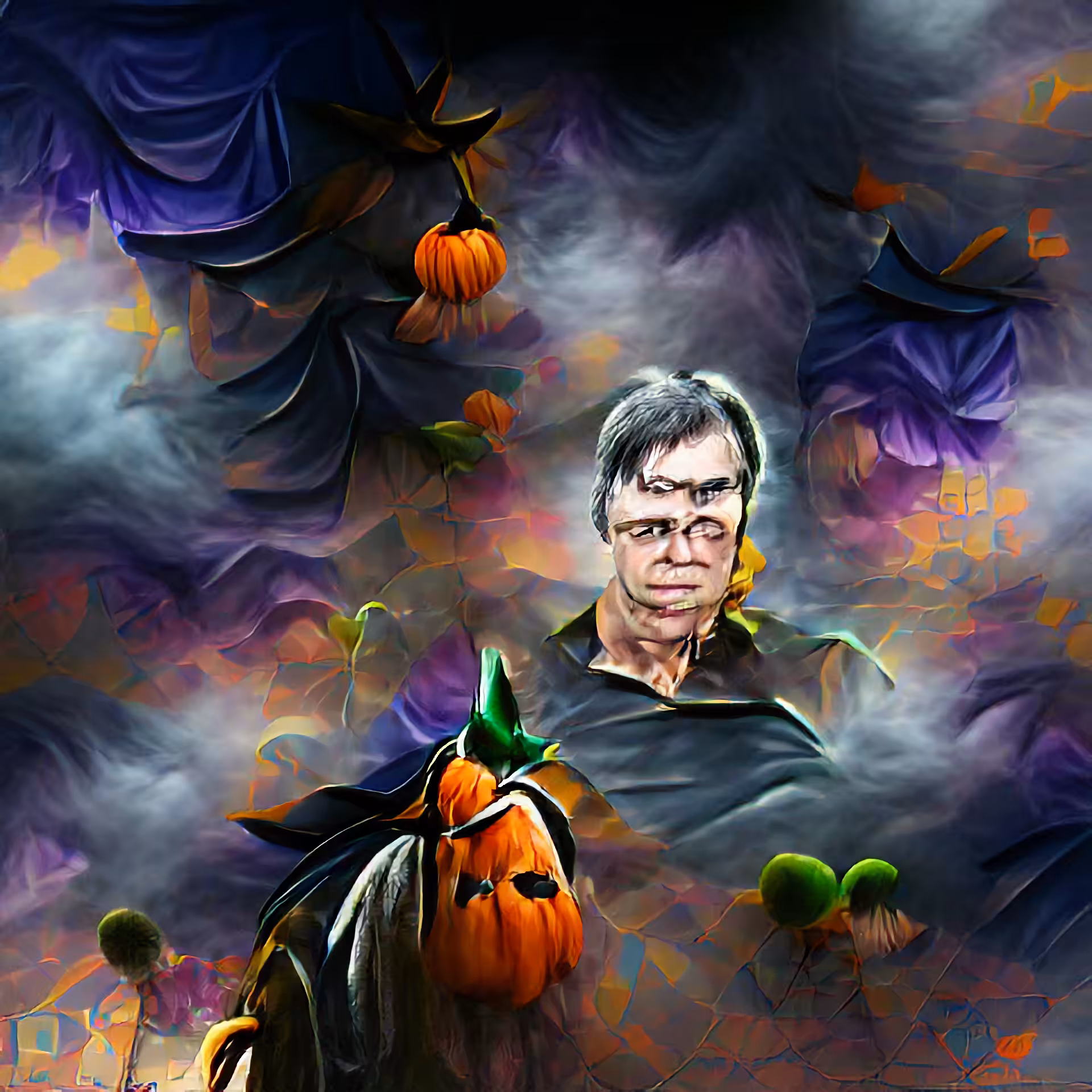 Man Behind Pumpkins