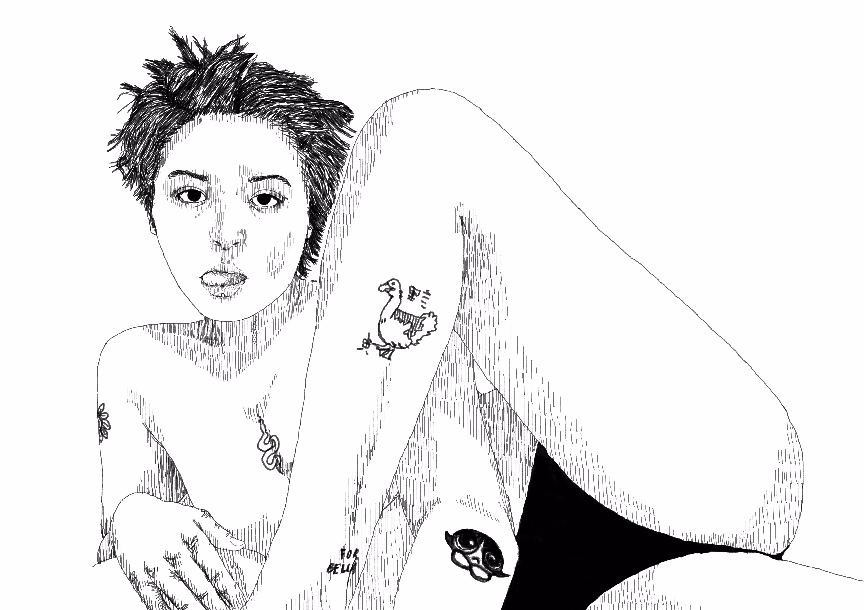 A girl with her duck tattoo