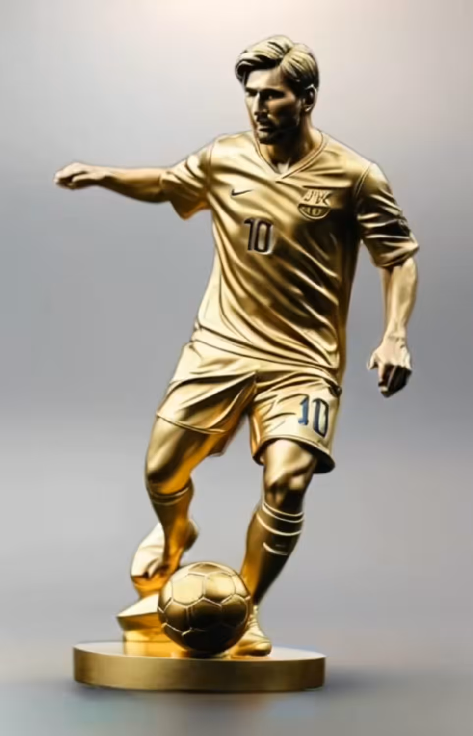 Leo Messi - Nike 10 T-shirt - Gold Sculpture