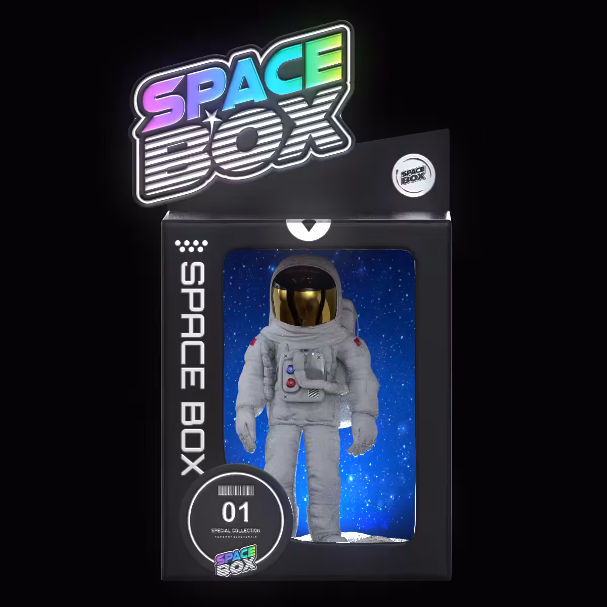 Space Box with an astronaut 