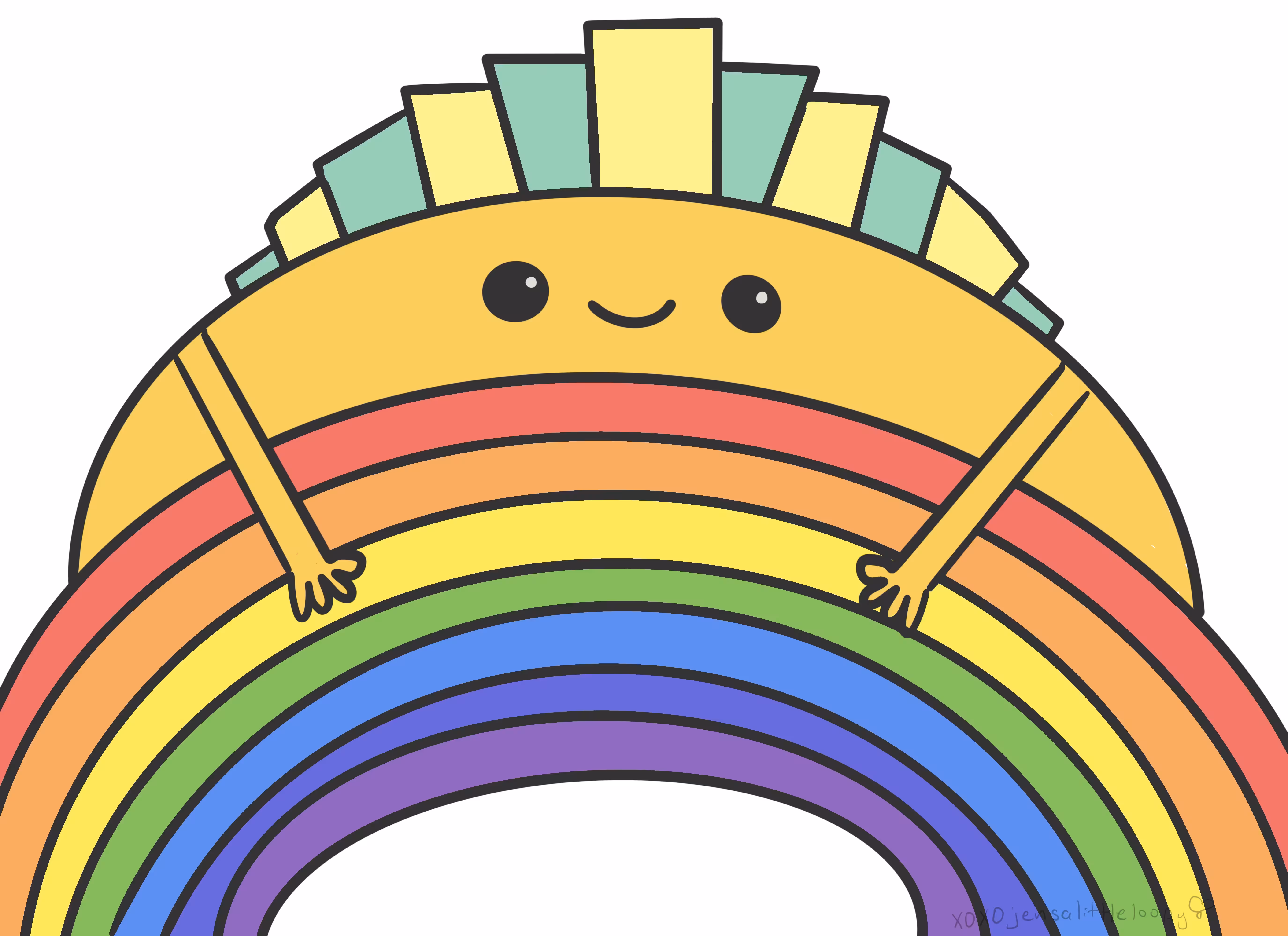 Art Deco taco hugging a rainbow