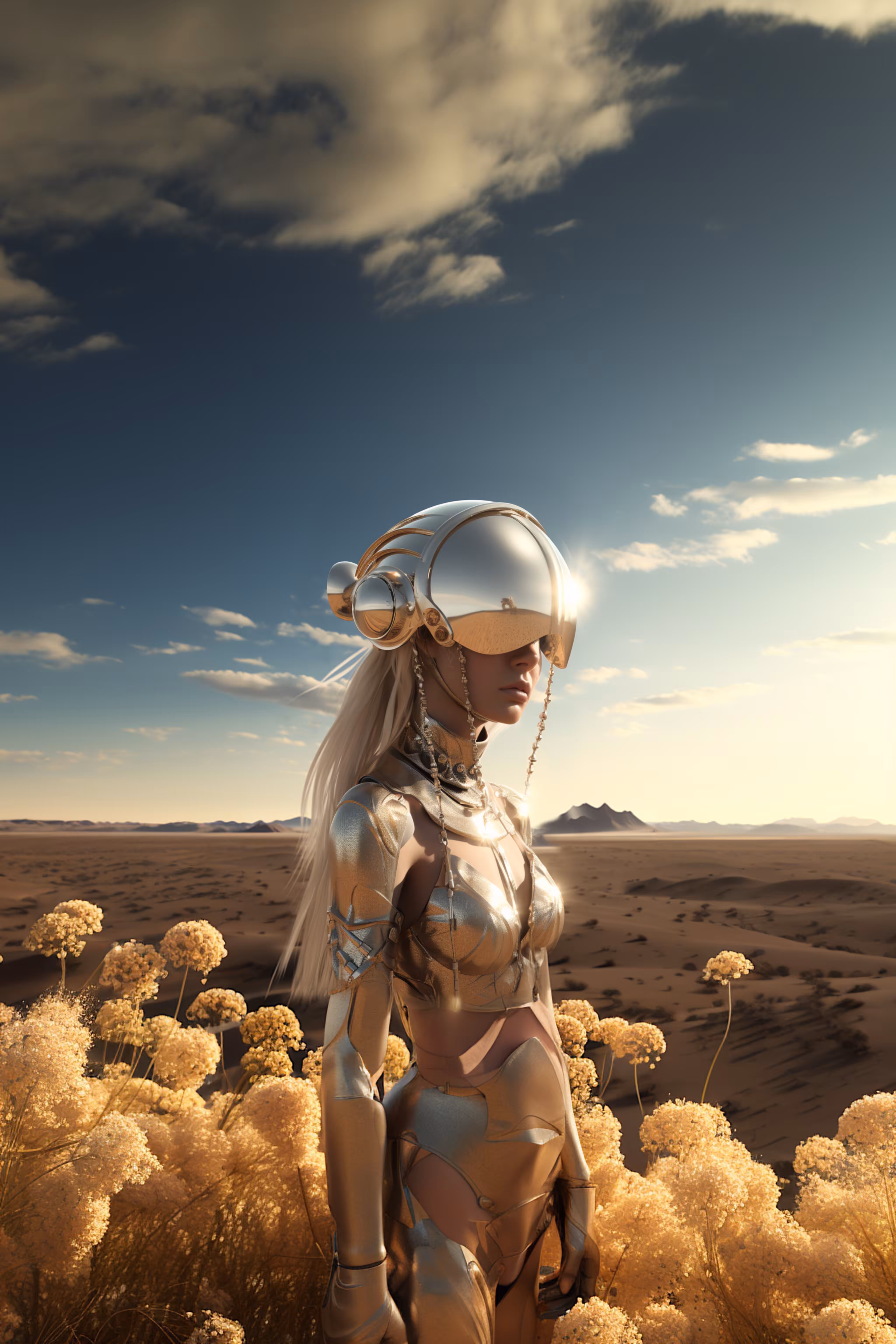 Cosmic Mirage: Futuristic Desert Portraits (Panel 1)