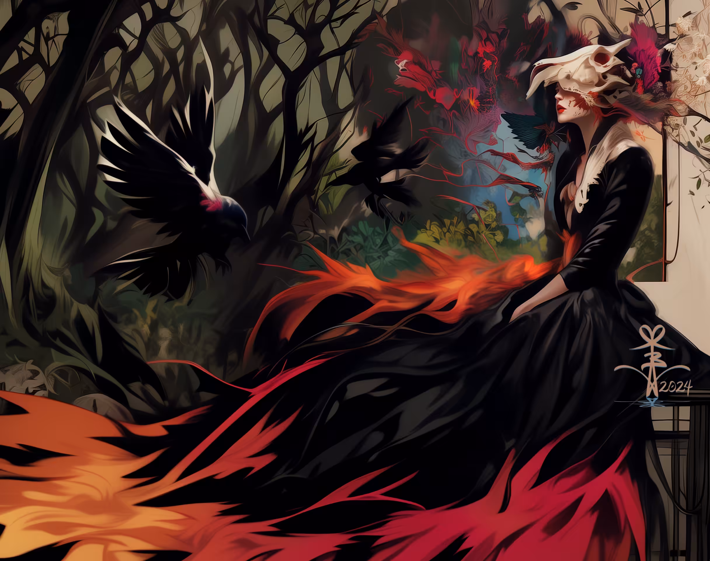 Masked Flames: Whispers of the Forest