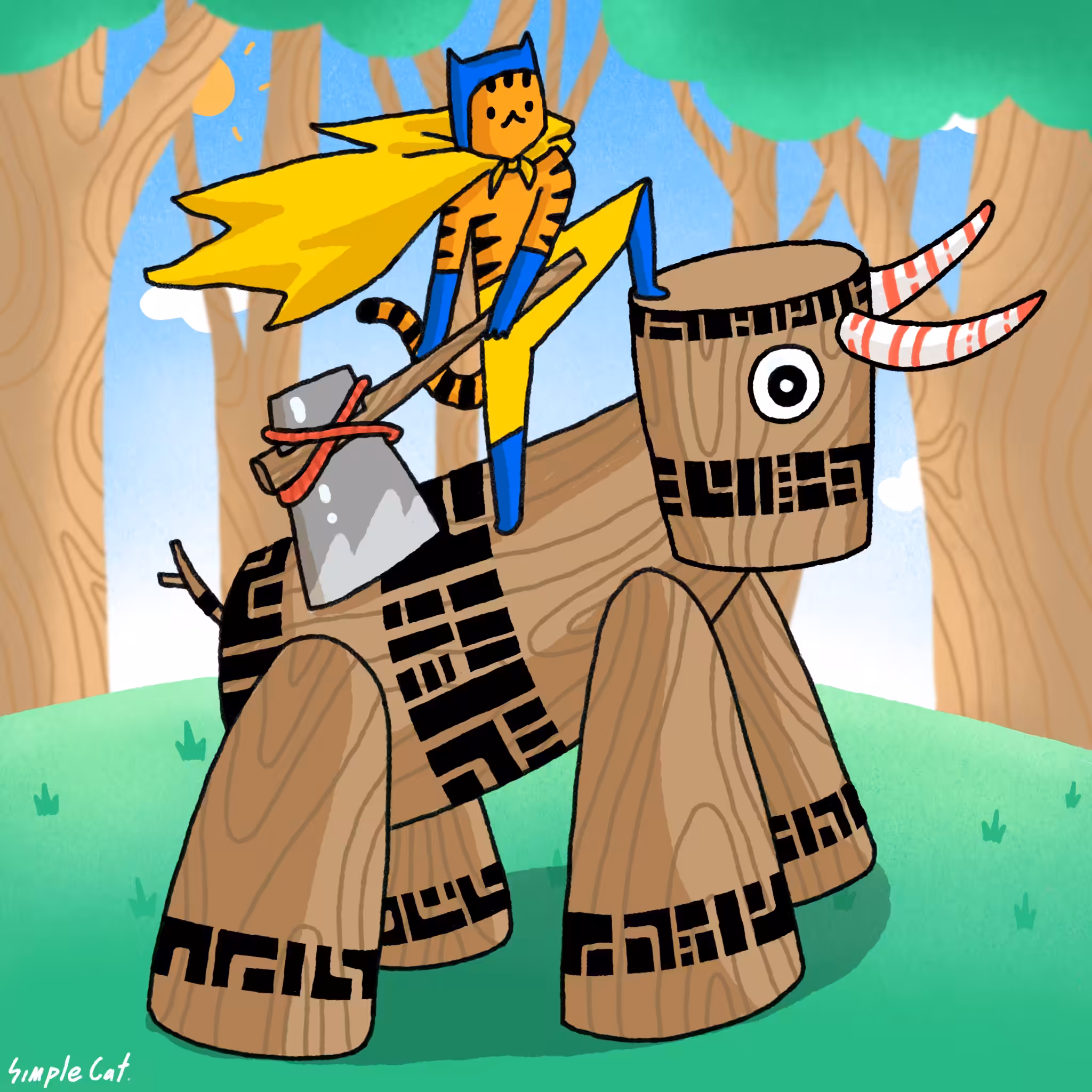 #26 hunter cat and giant axe.