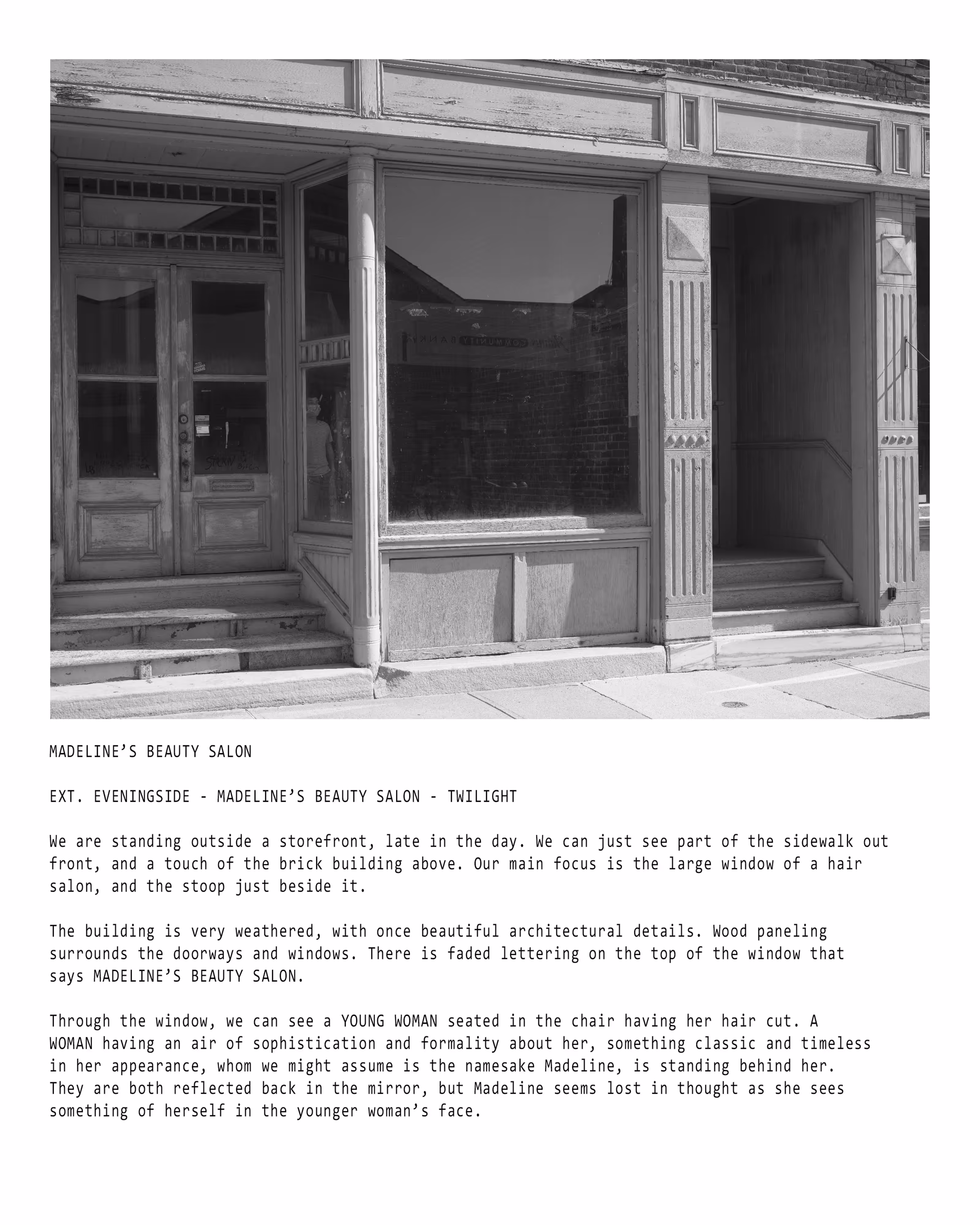 Eveningside [Madeline's Beauty Salon Bundle] Tech Scout Study and Location Description by Juliane Hiam, 2021-2022